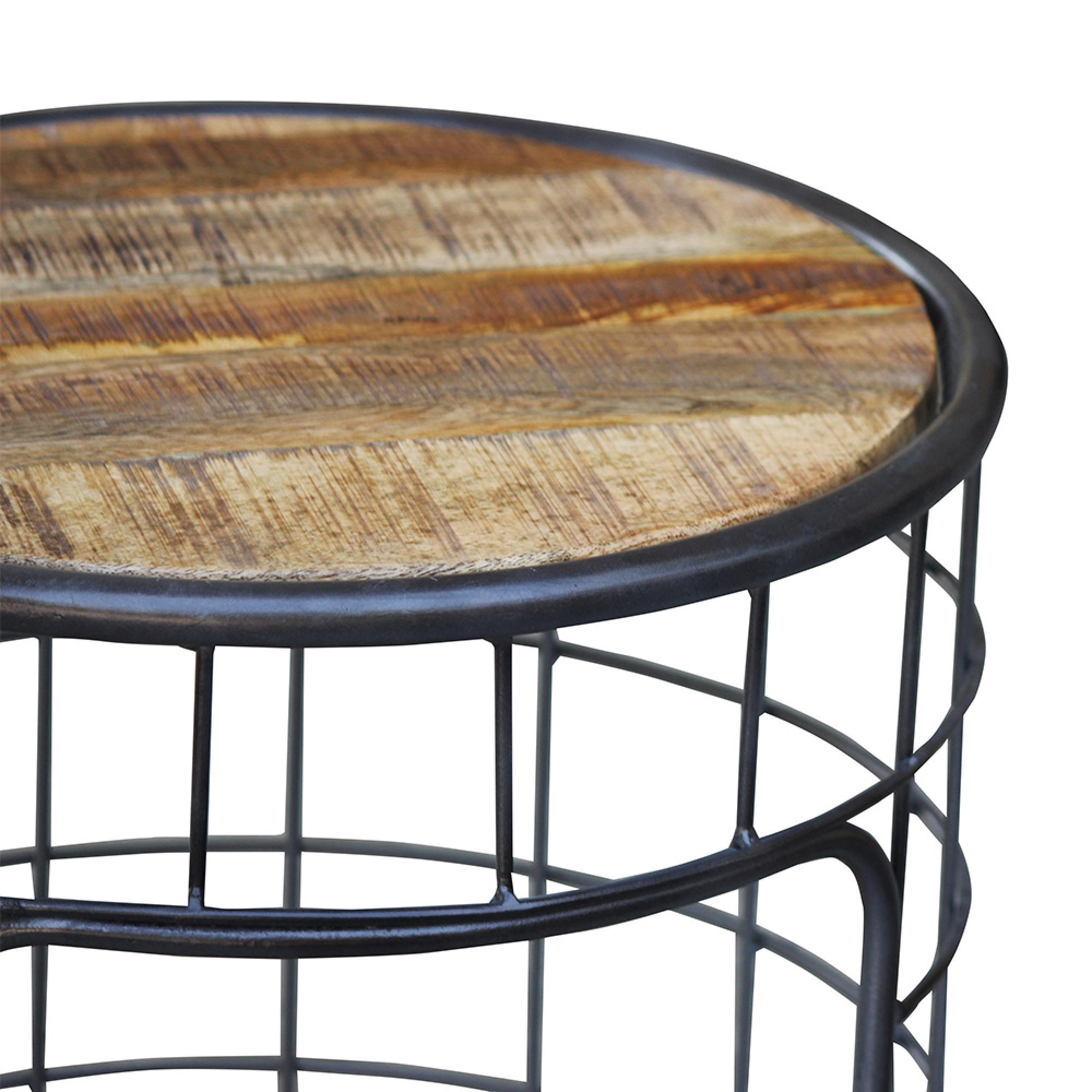 Amereli Coffee Table - 45cm - Round - Industrial Style Wooden