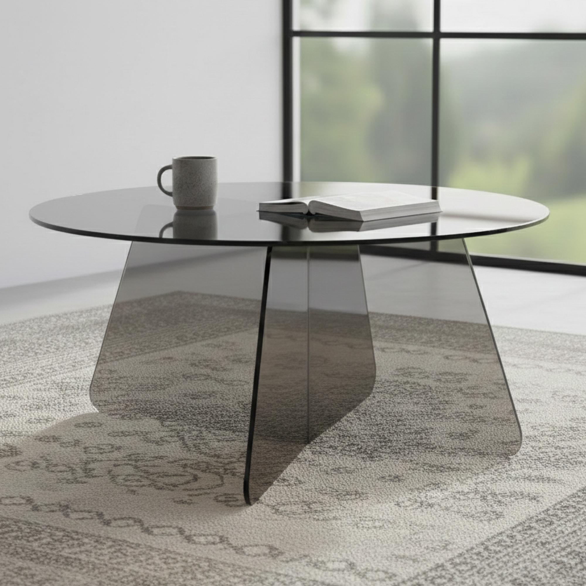 Samos Coffee Table - Round - Smoked Glass