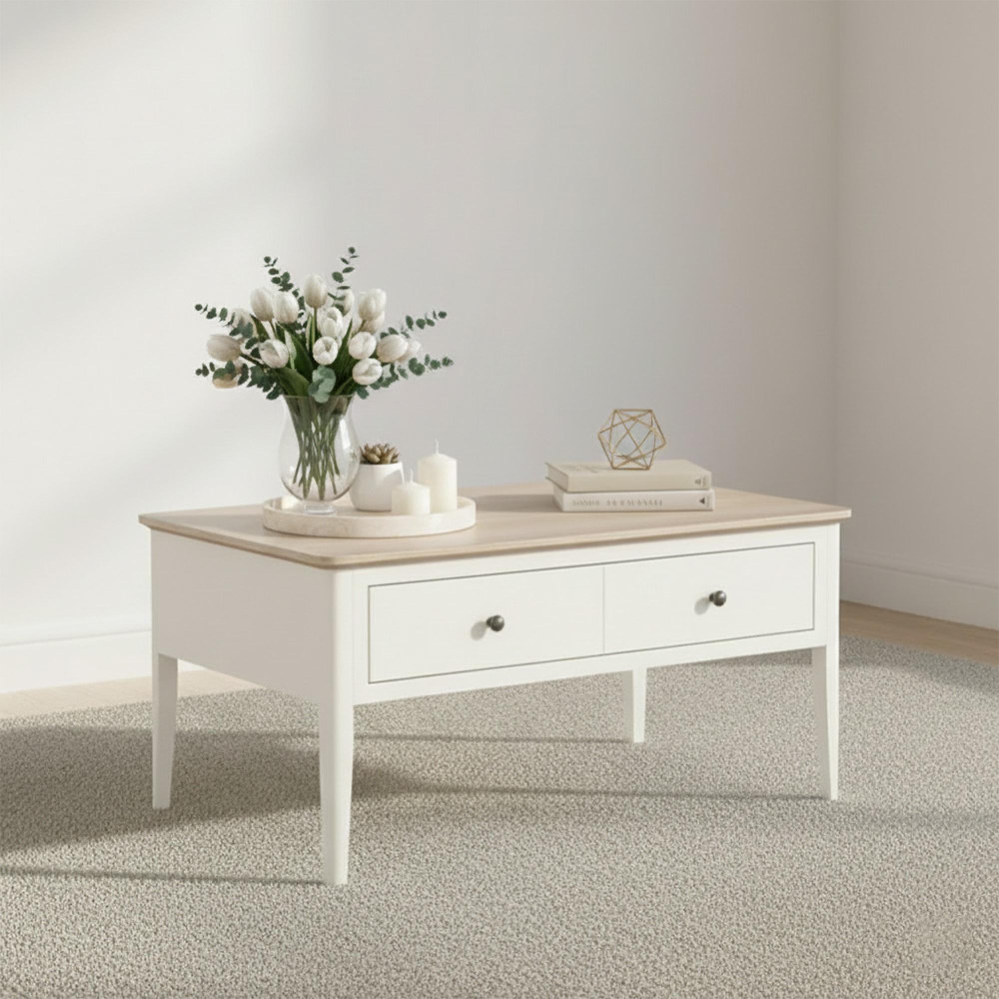 Marlow Coffee Table - 2 Drawer - White