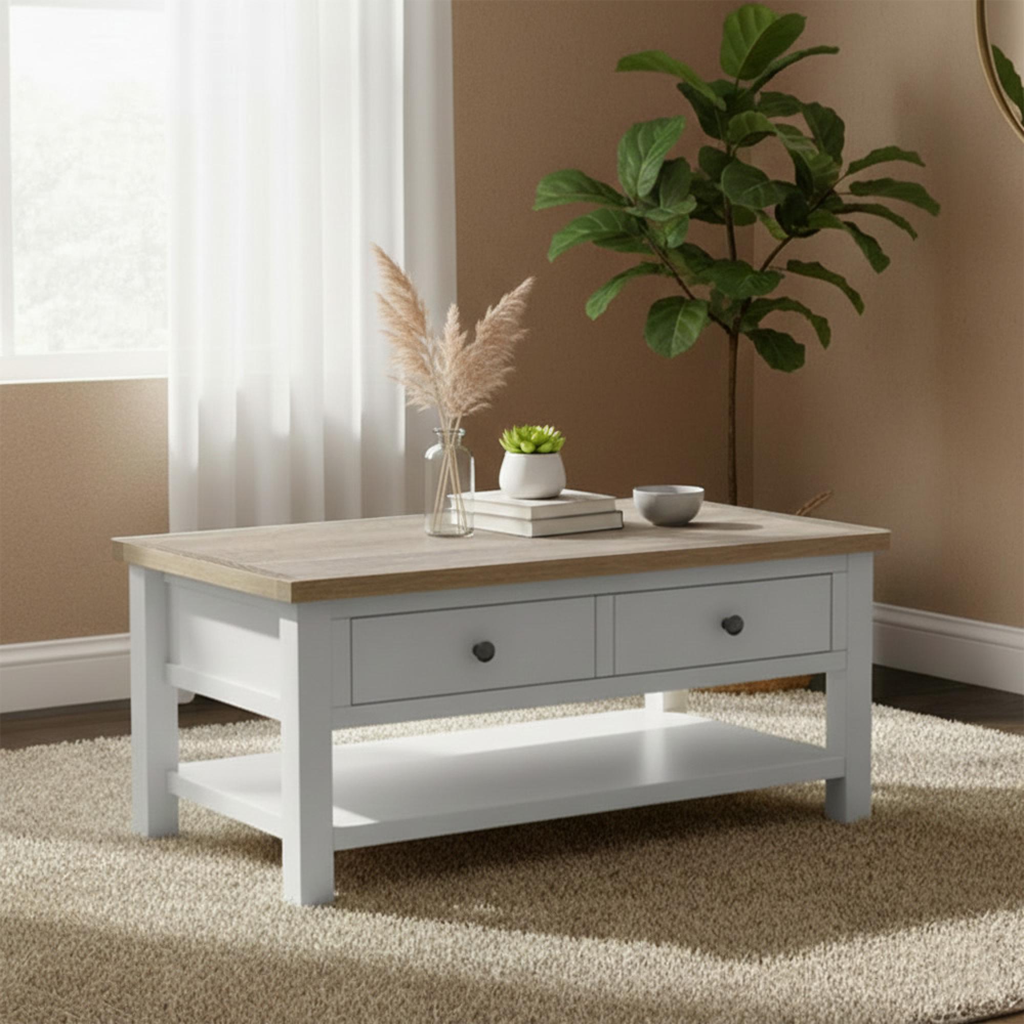 Modern Storage Coffee Table - Grey Painted