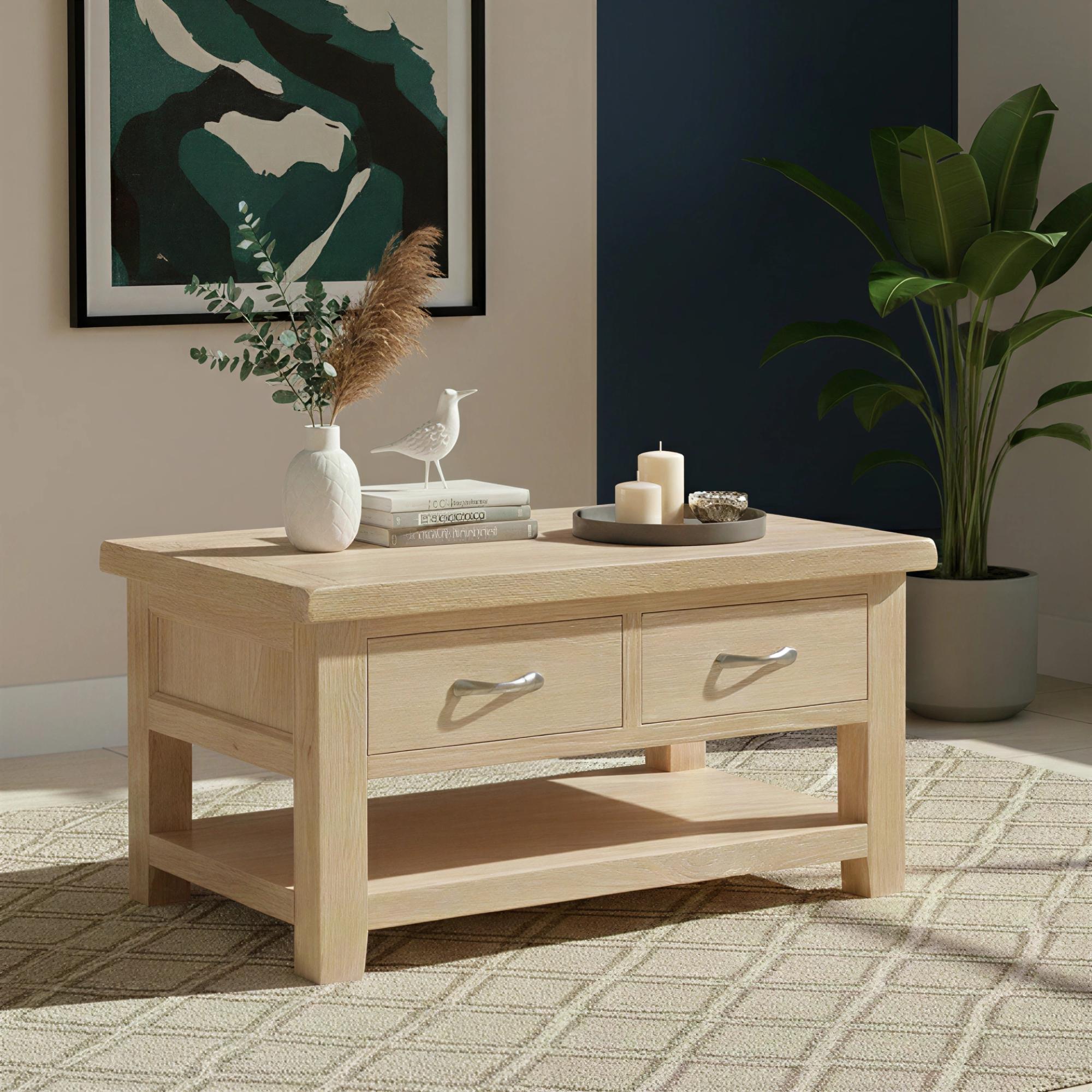 Wilmont Coffee Table - 2 Drawer - Oak