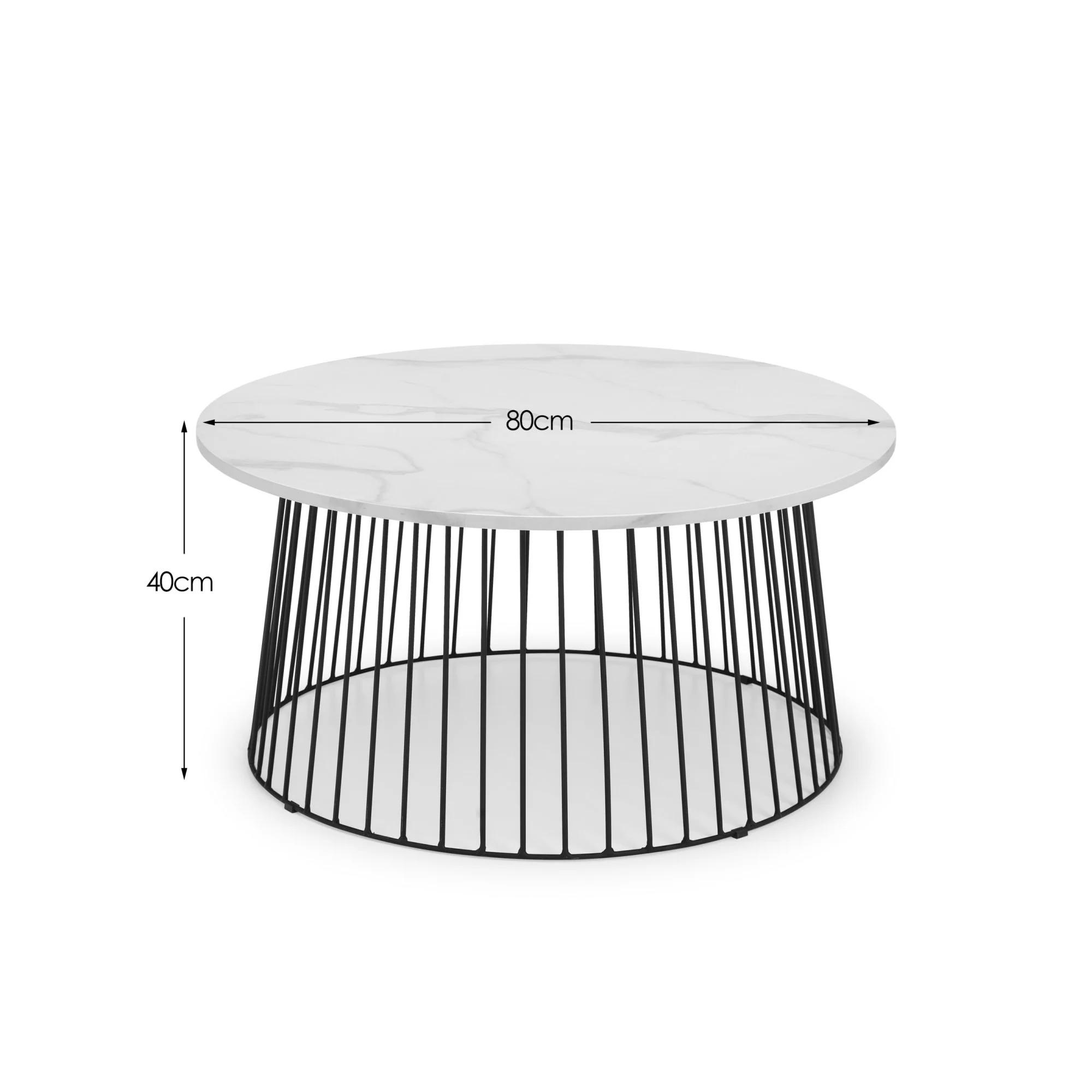 Broadway Coffee Table - Round - White Marble Effect