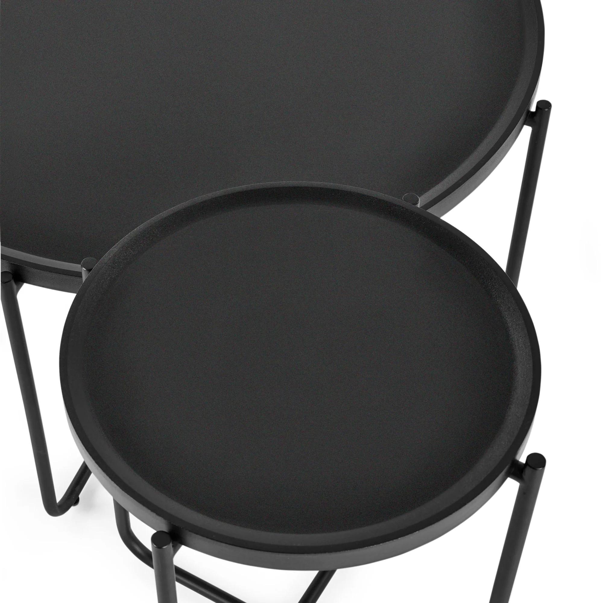 Sagrada Coffee Table Set - Round - Black Metal