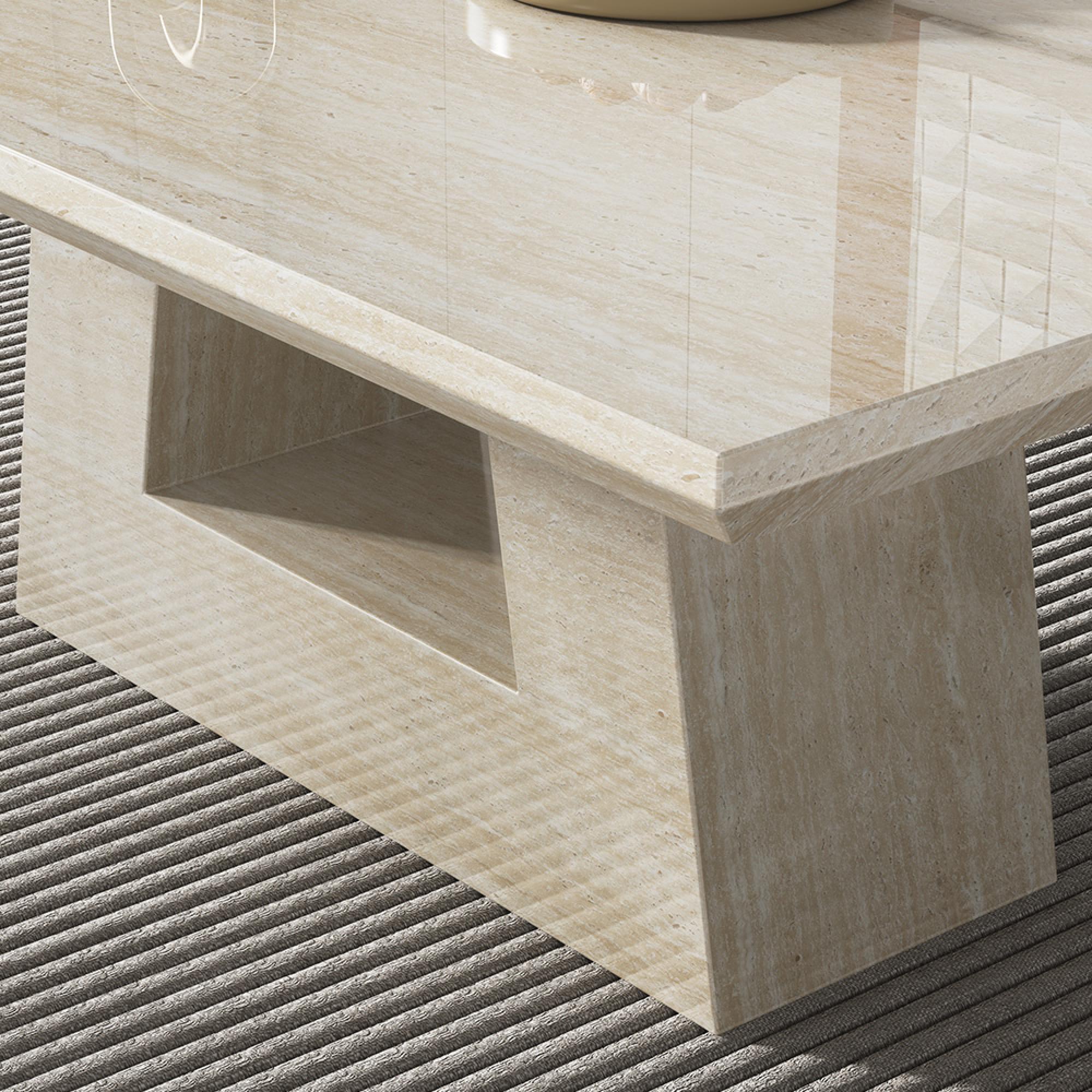 Milan Coffee Table - Travertine Beige Engineered Marble