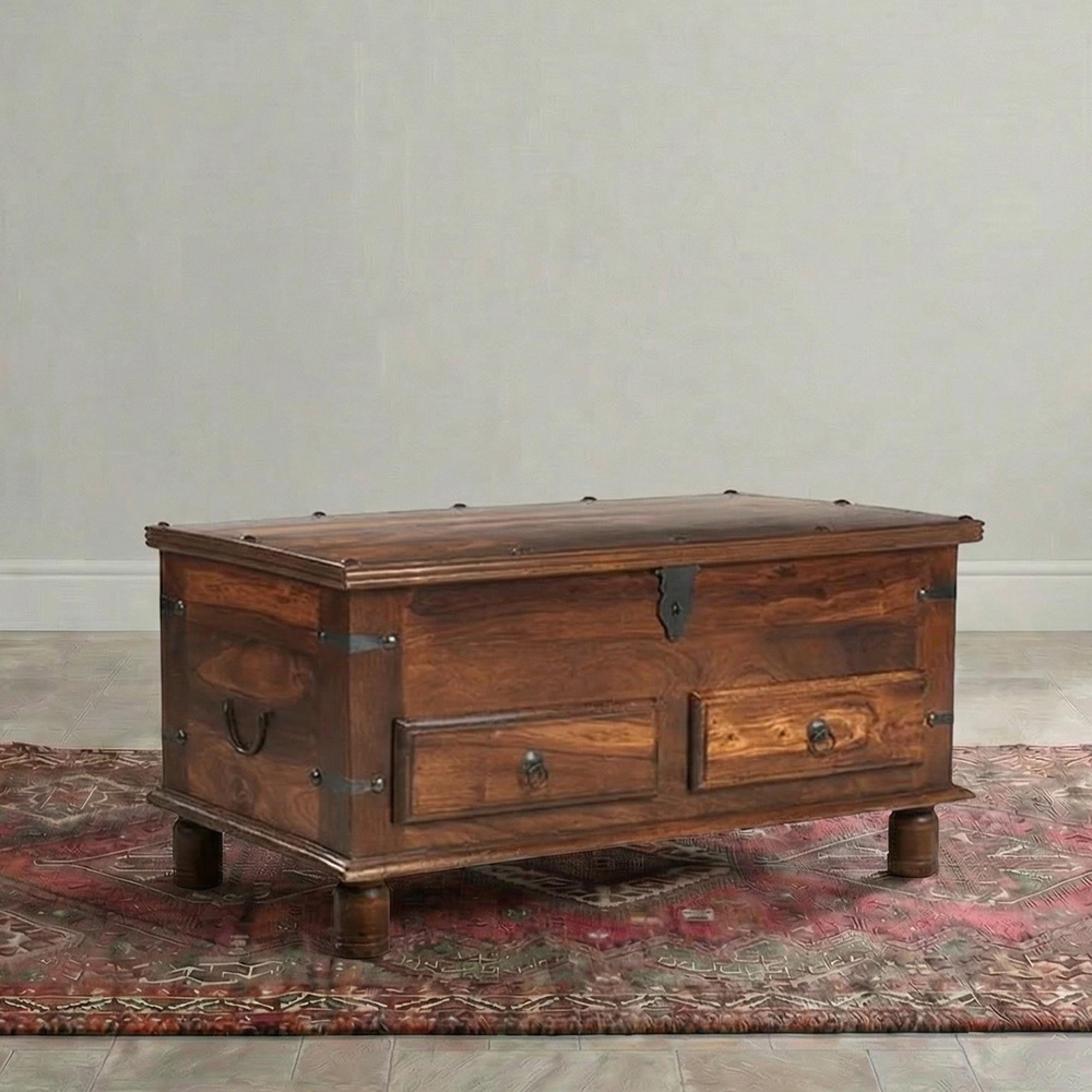 Indian Sheesham 2 Drawer Trunk Coffee Table