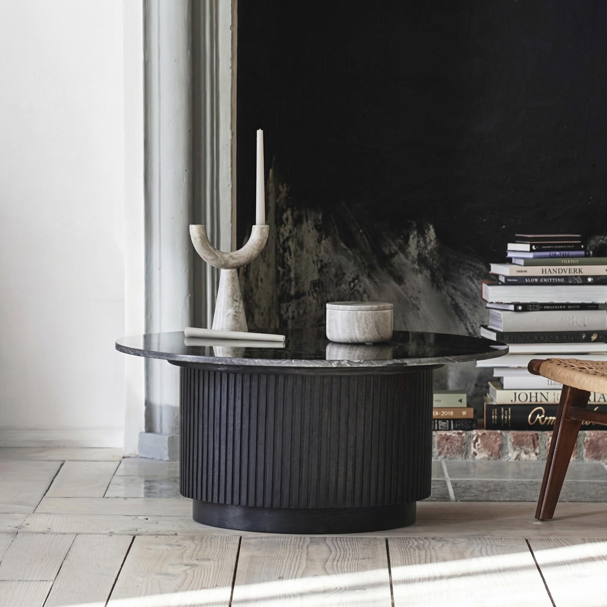 Erie Black Marble Large Round Coffee Table