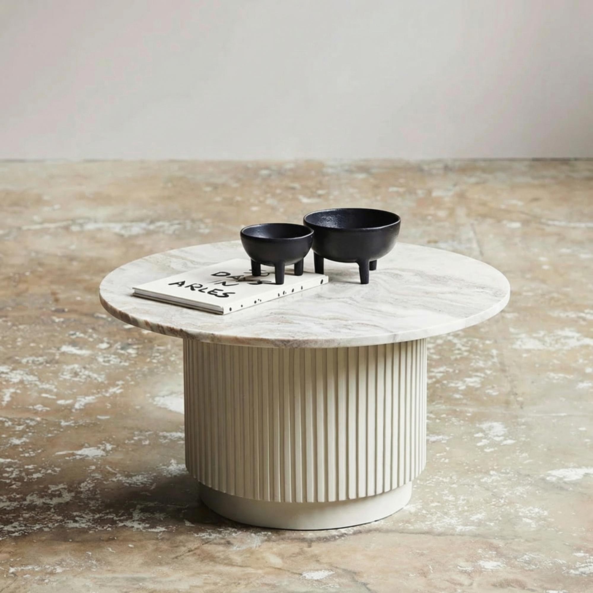 Erie Ivory Marble Round Coffee Table