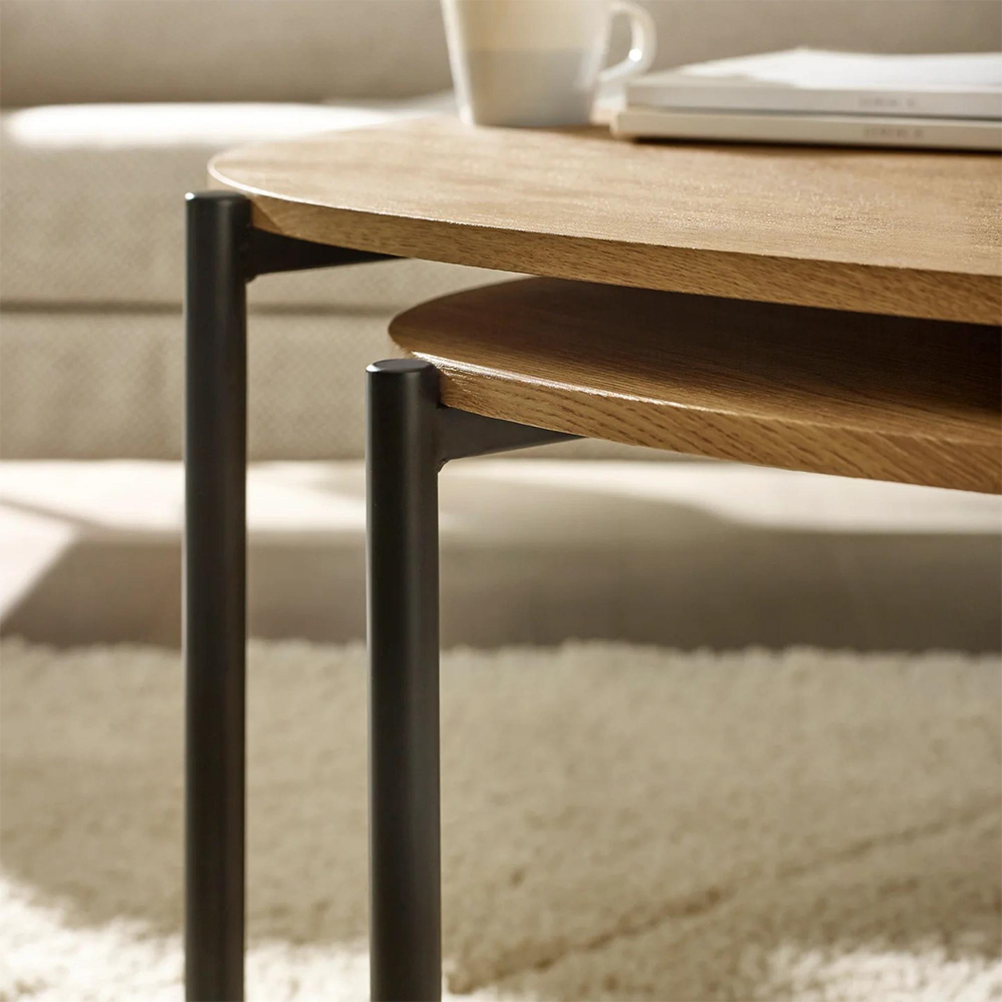 Lorette Nest of 2 Coffee Tables - Teardrop - Oak