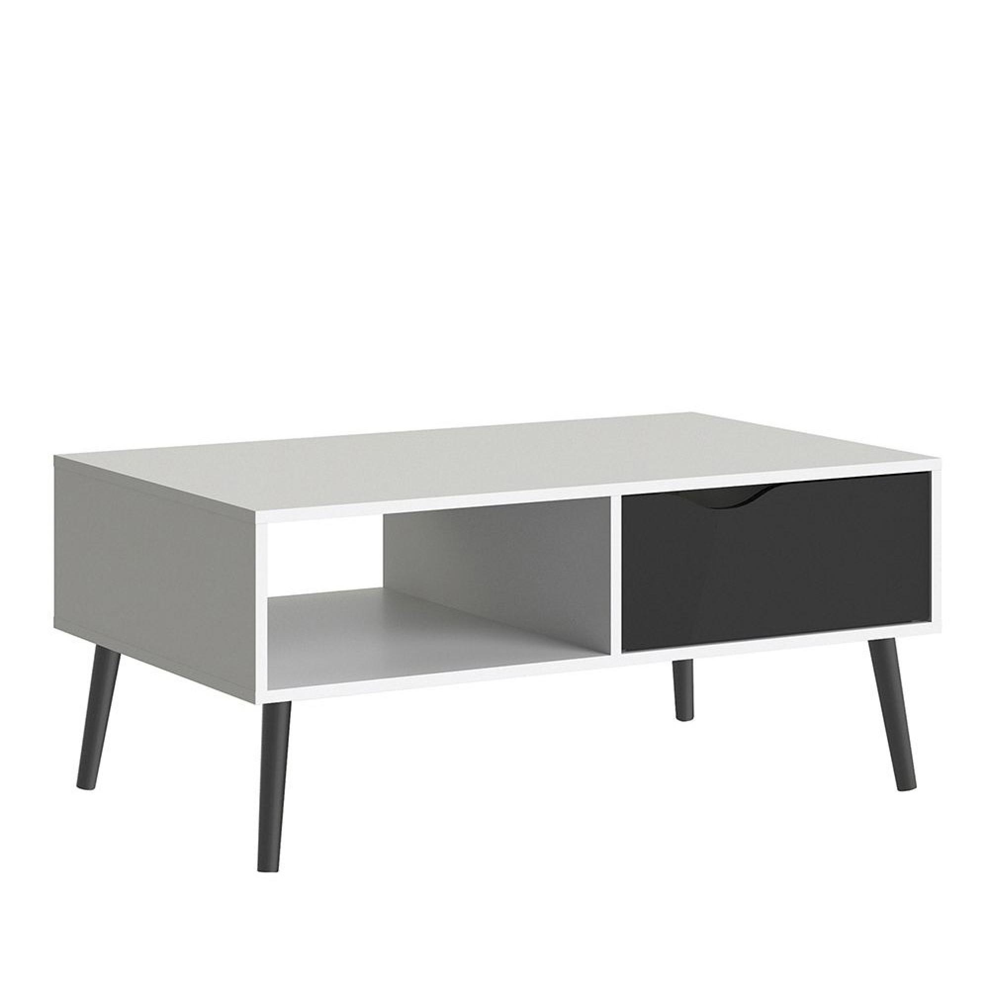 Oslo Coffee Table - 1 Drawer - White and Black