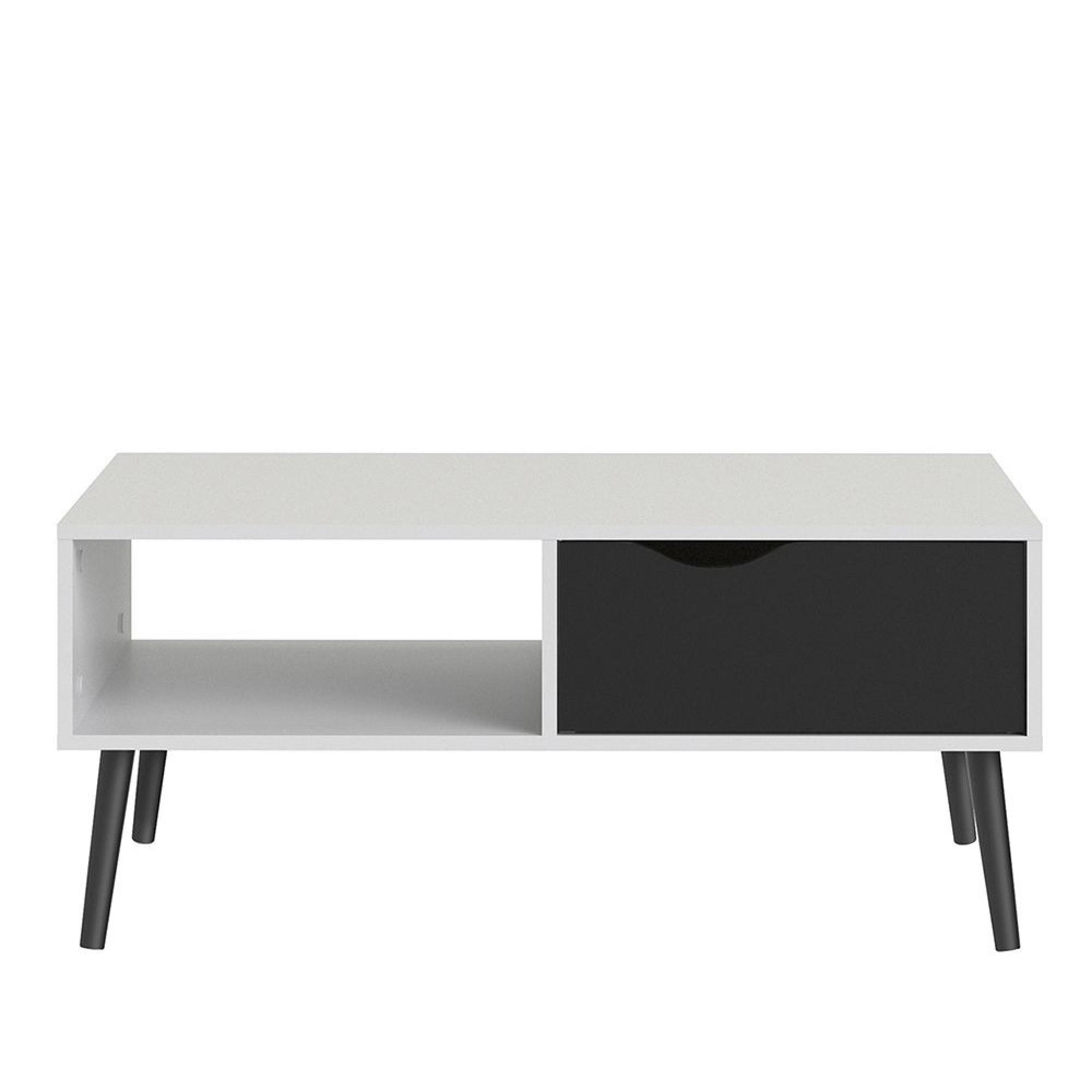 Oslo Coffee Table - 1 Drawer - White and Black