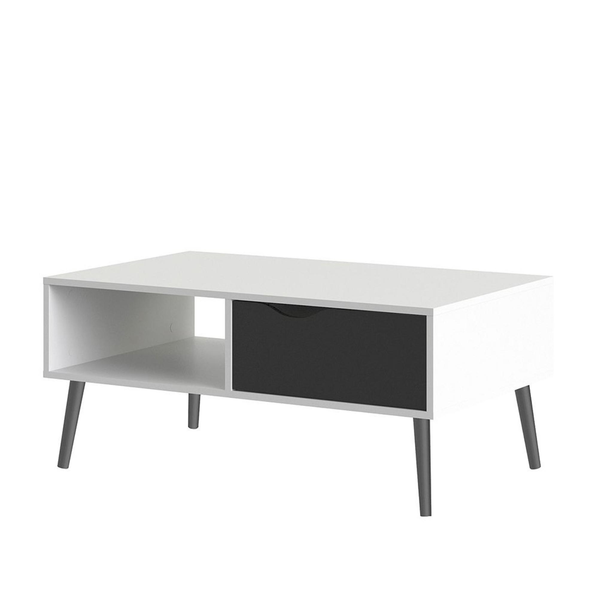 Oslo Coffee Table - 1 Drawer - White and Black