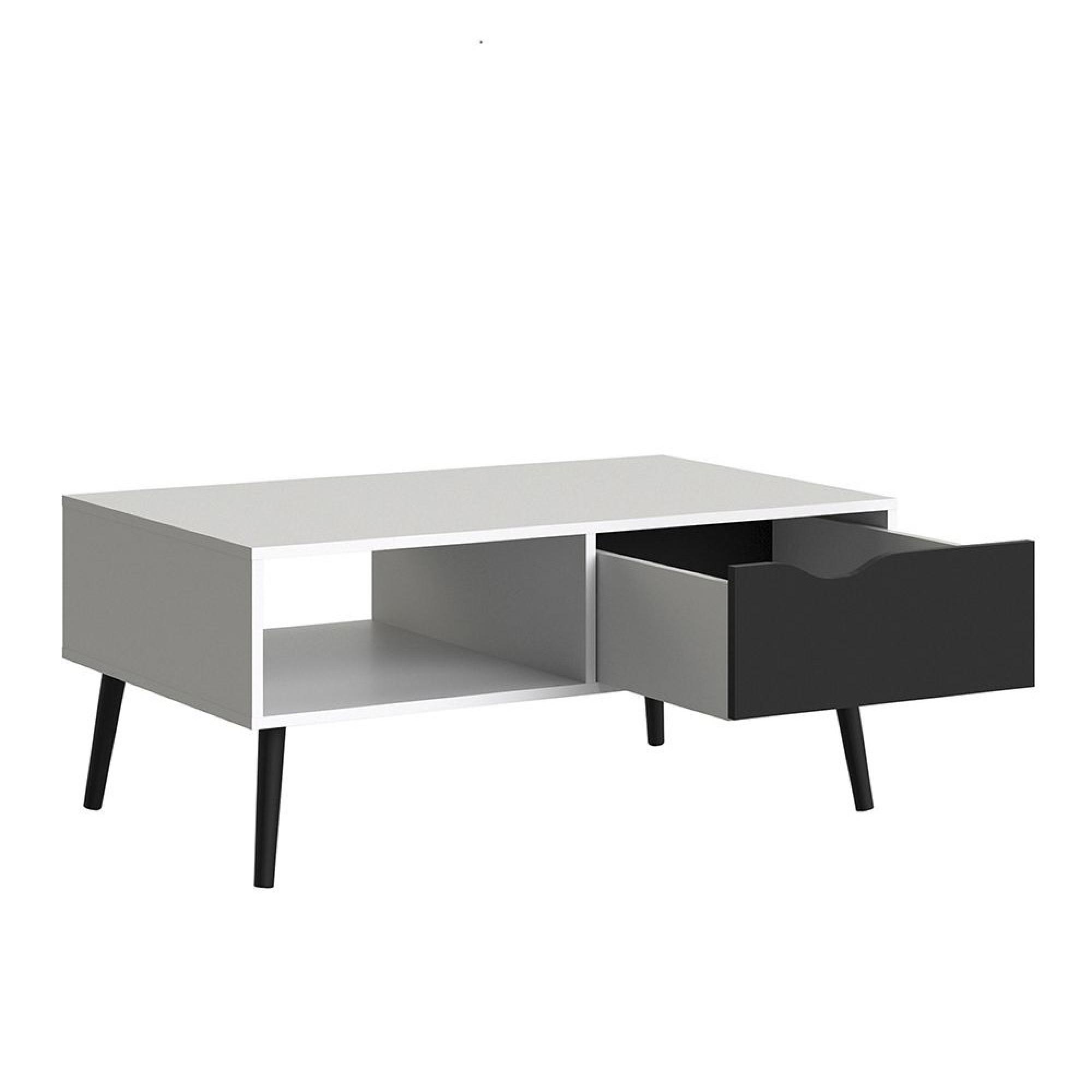 Oslo Coffee Table - 1 Drawer - White and Black