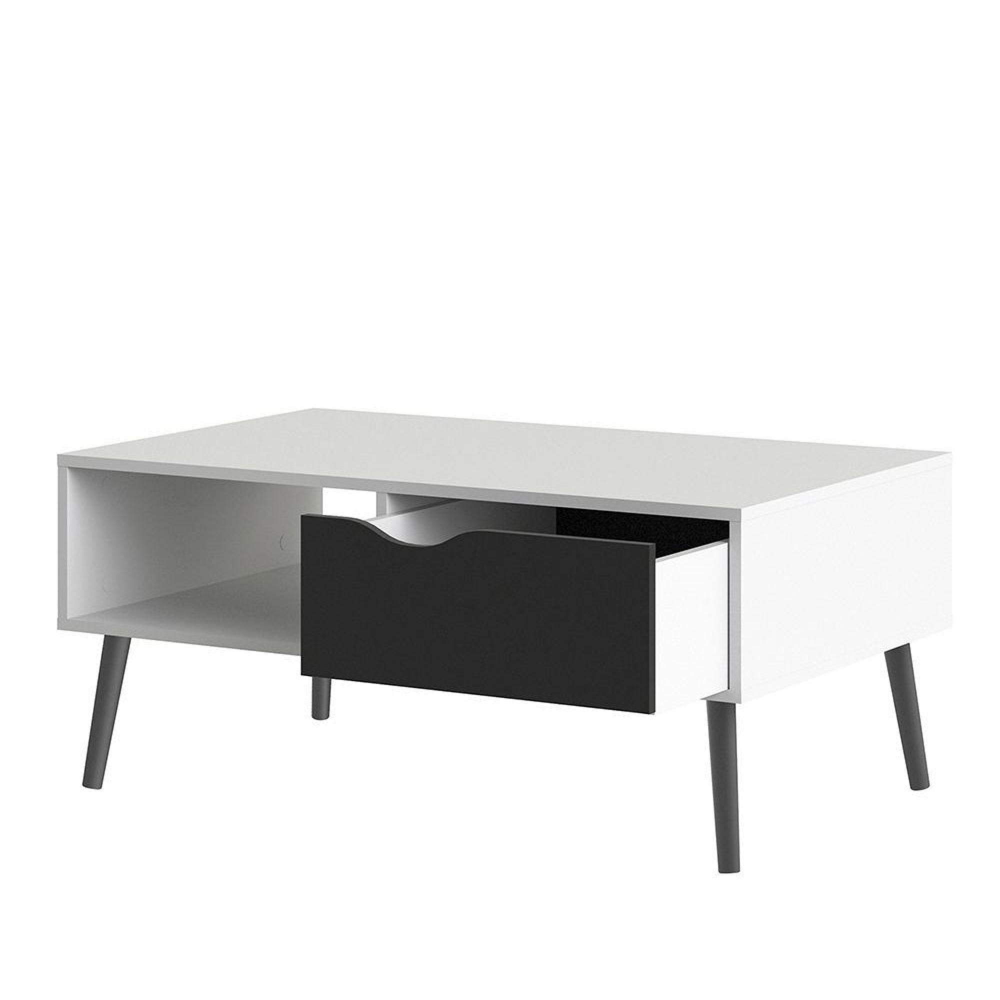 Oslo Coffee Table - 1 Drawer - White and Black