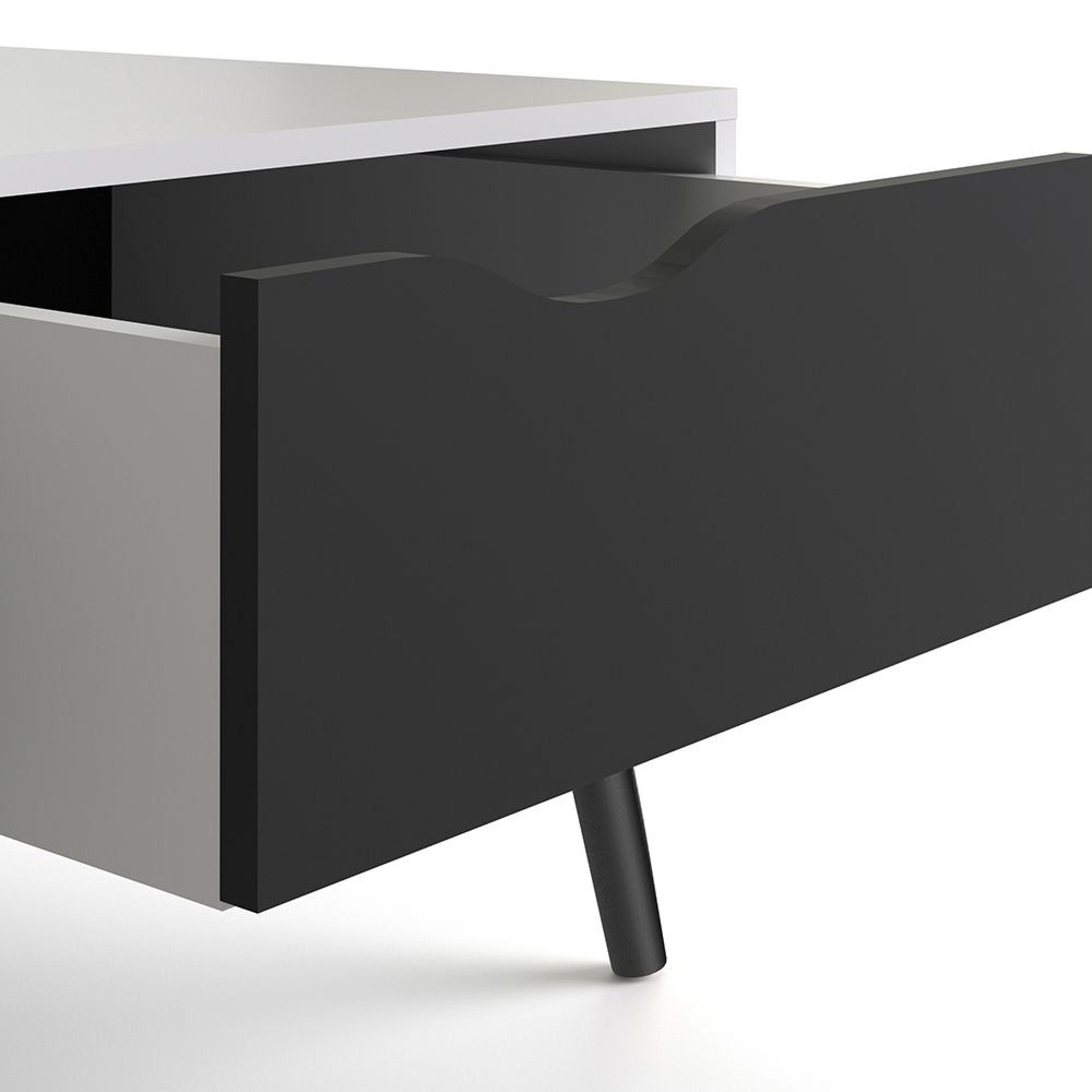 Oslo Coffee Table - 1 Drawer - White and Black