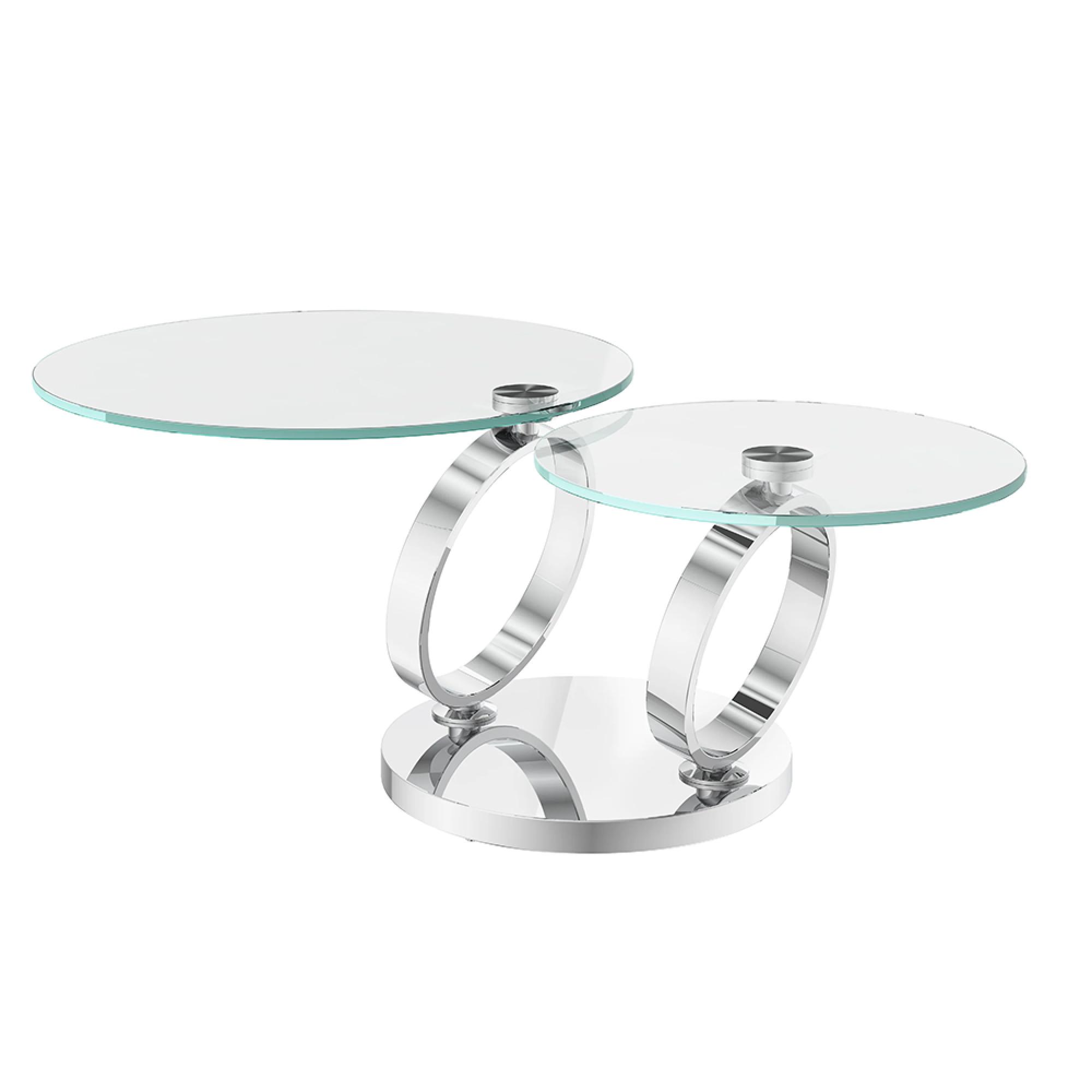 Clearance - Olympia Round Extending Coffee Table - Glass & Chrome - A453