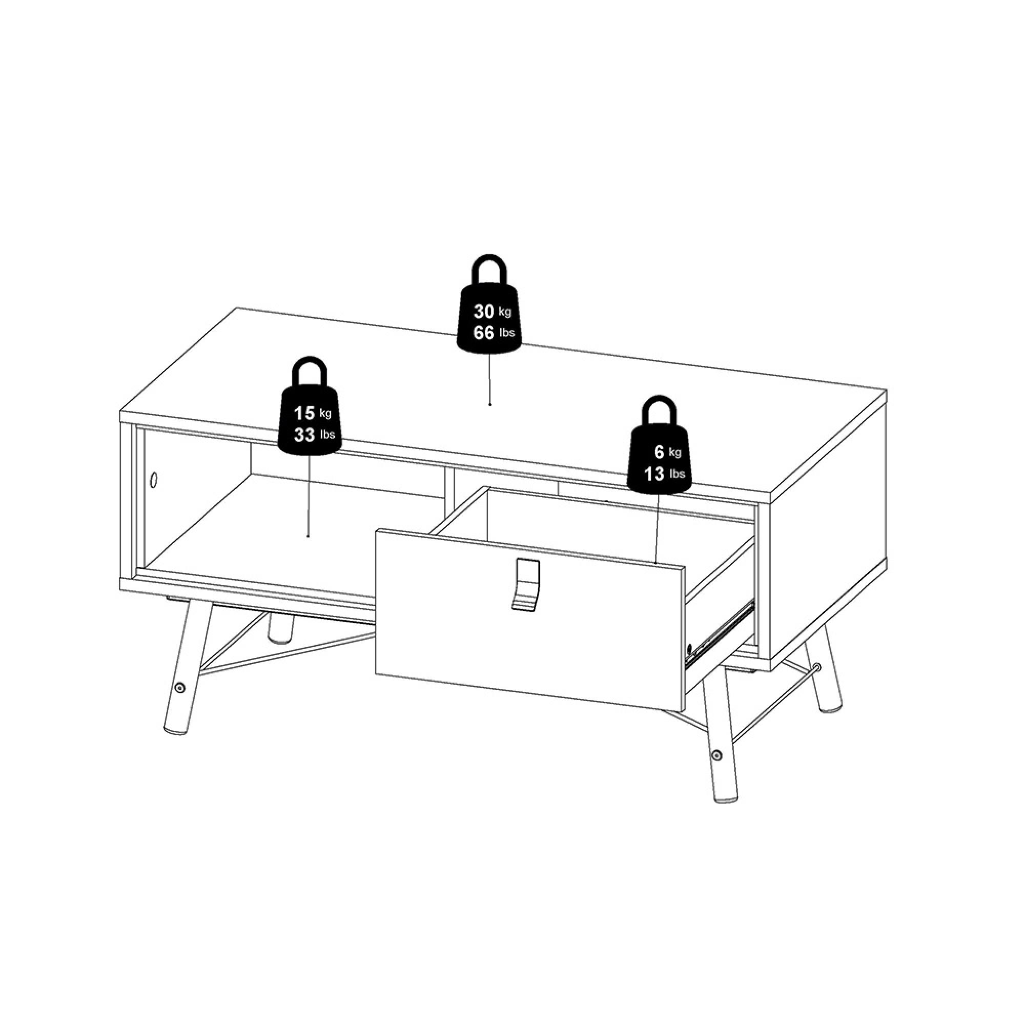 Ry Coffee Table - 1 Drawer - White