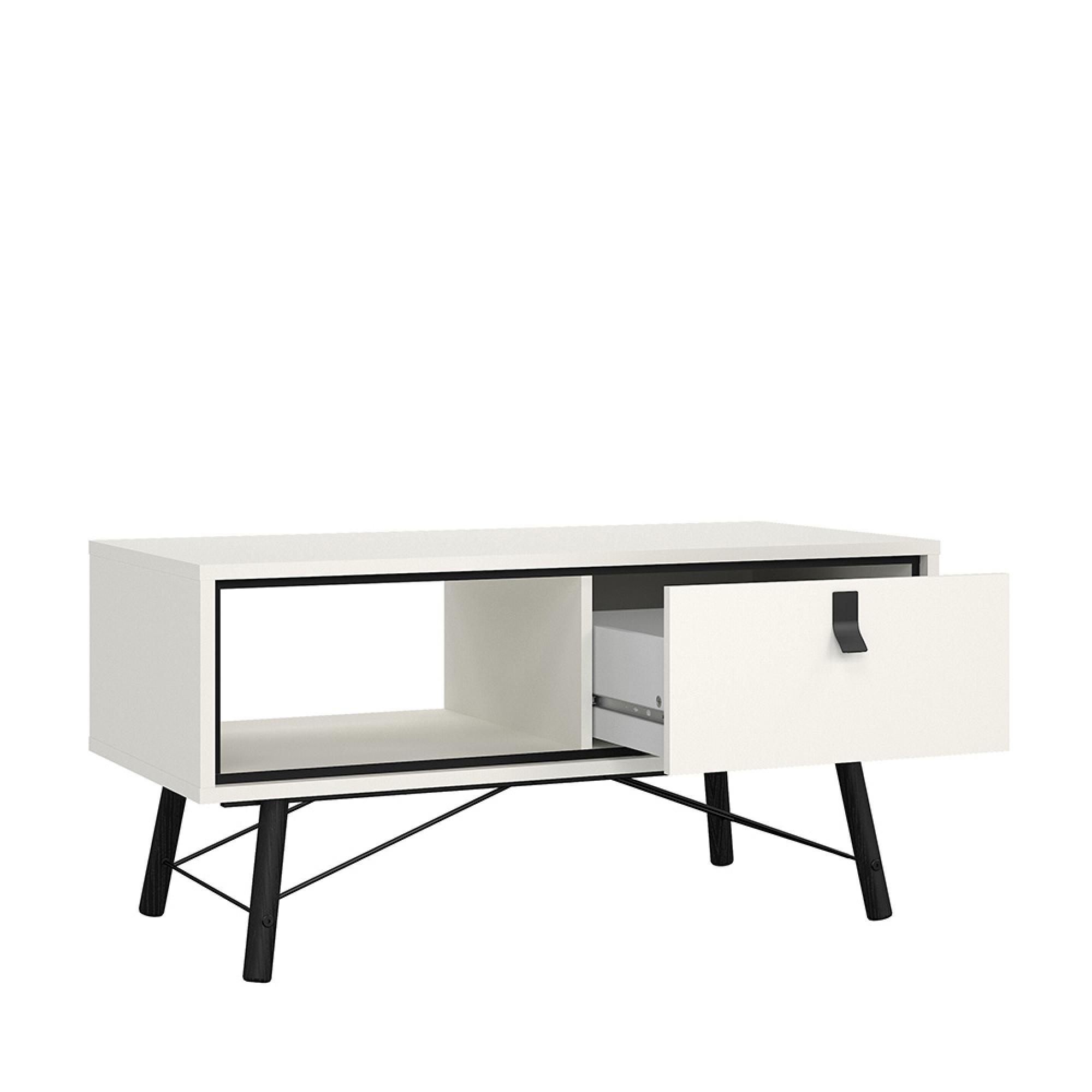 Ry Coffee Table - 1 Drawer - White