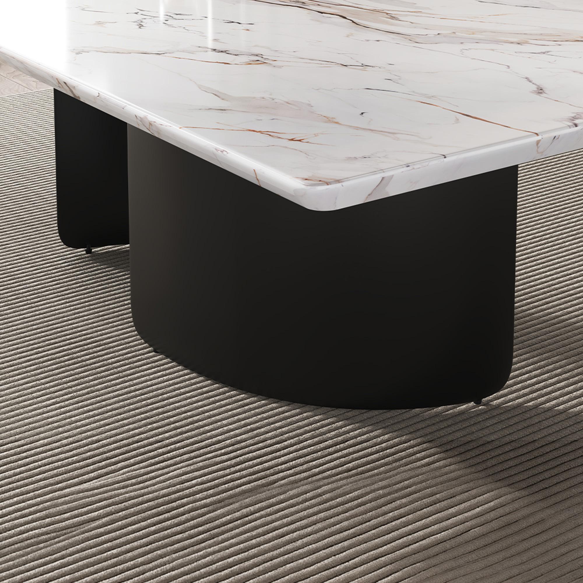 Lorea Coffee Table - White Marble - Black Base