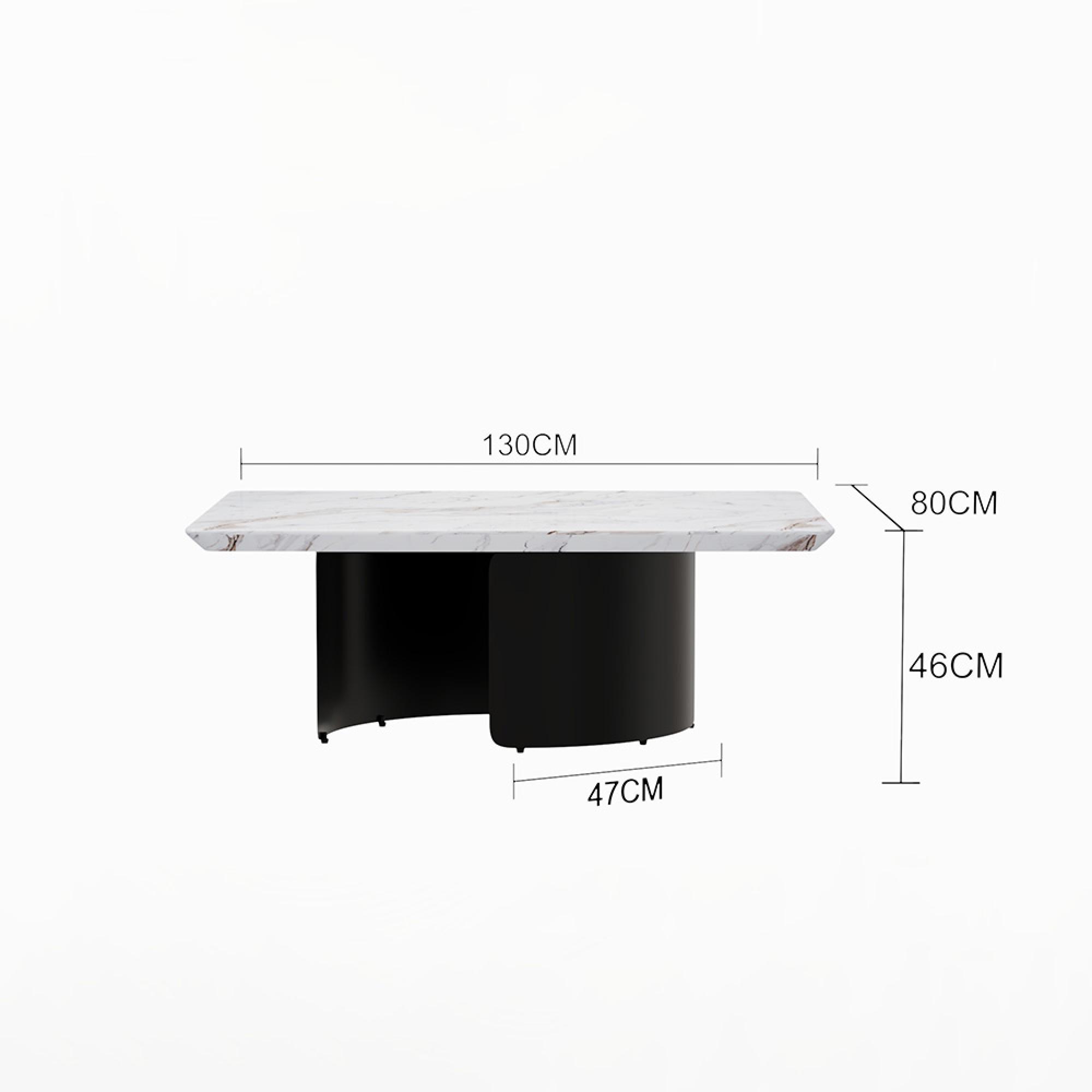Lorea Coffee Table - White Marble - Black Base
