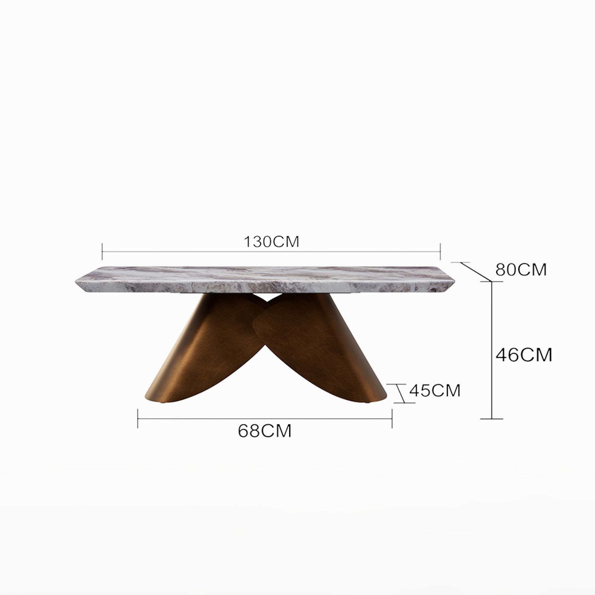 Enterprise Coffee Table - Grey Marble - Brass Base