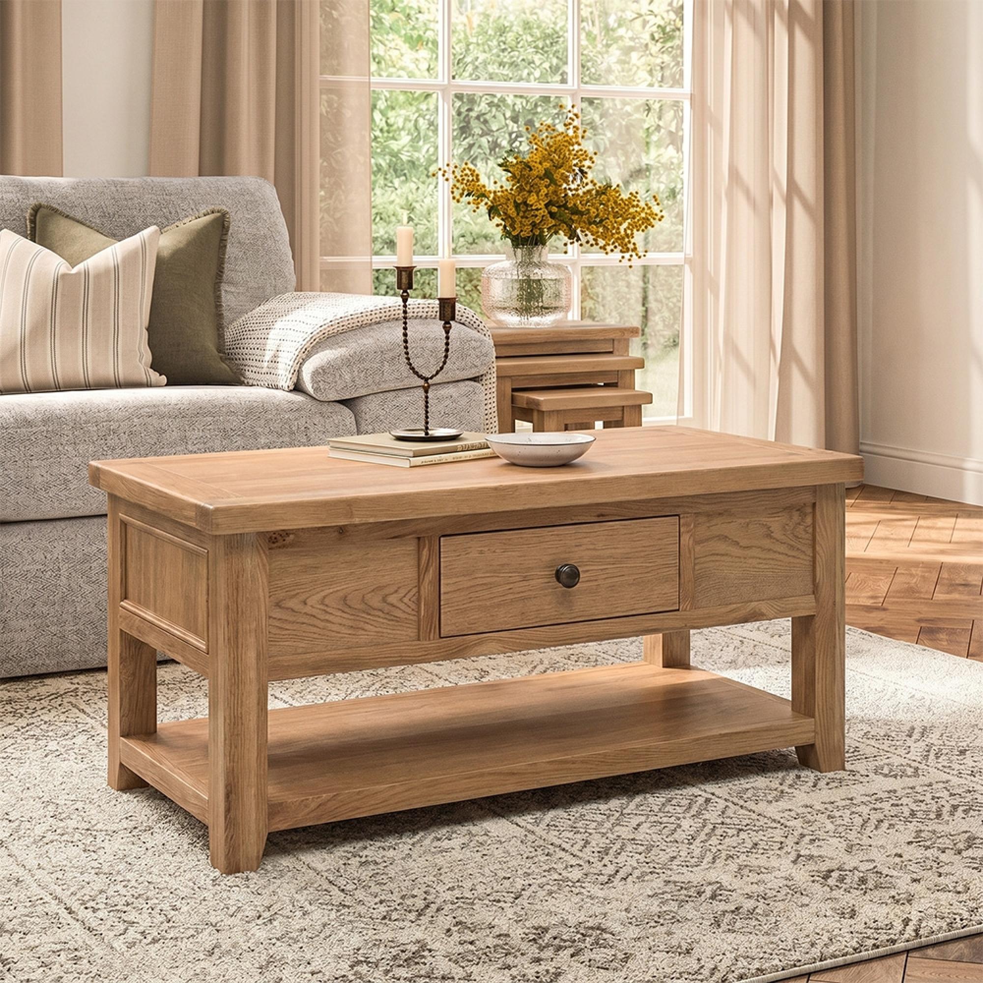 Appleby Coffee Table - 1 Drawer - Oak