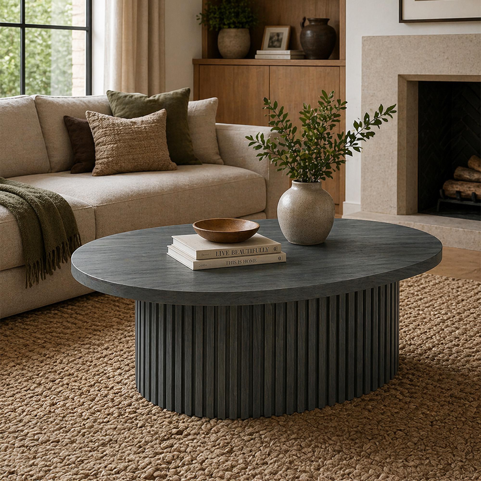 Timo Coffee Table - Oval - with Slatted Base - Oiled Ash - Variation Available