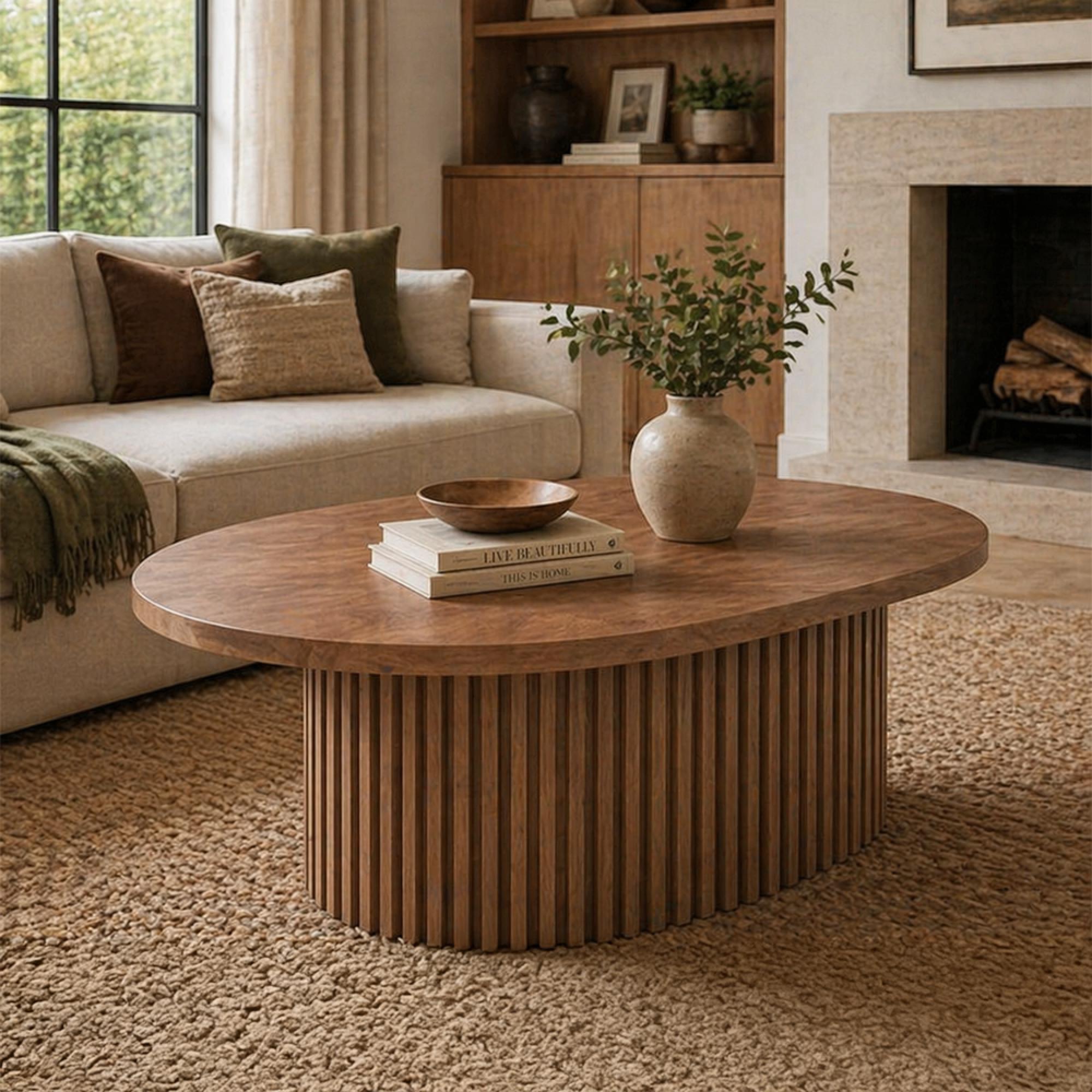 Timo Coffee Table - Oval - with Slatted Base - Oiled Walnut - Variation Available