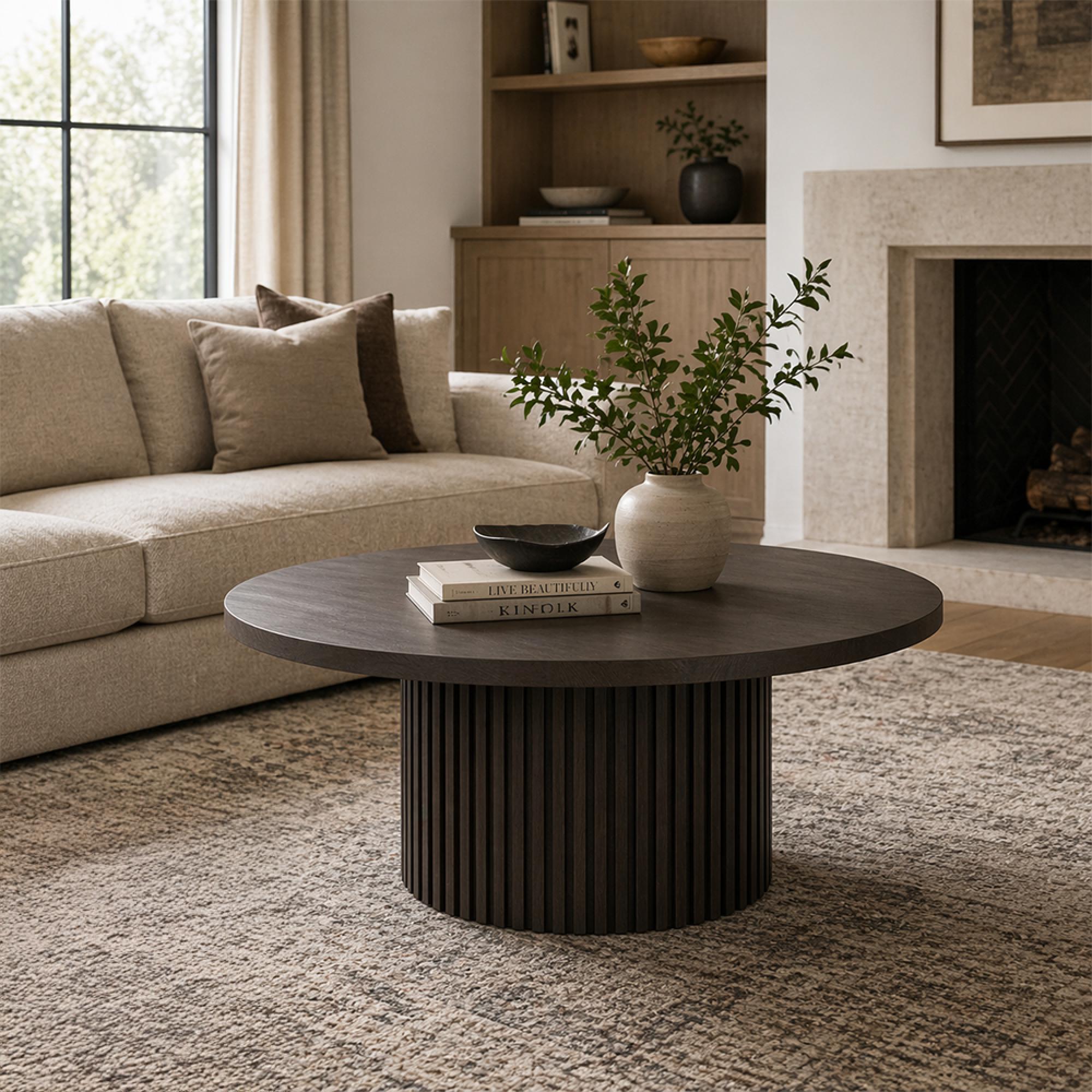 Timo Coffee Table - Round - with Slatted Base - Oiled Ash - Variation Available
