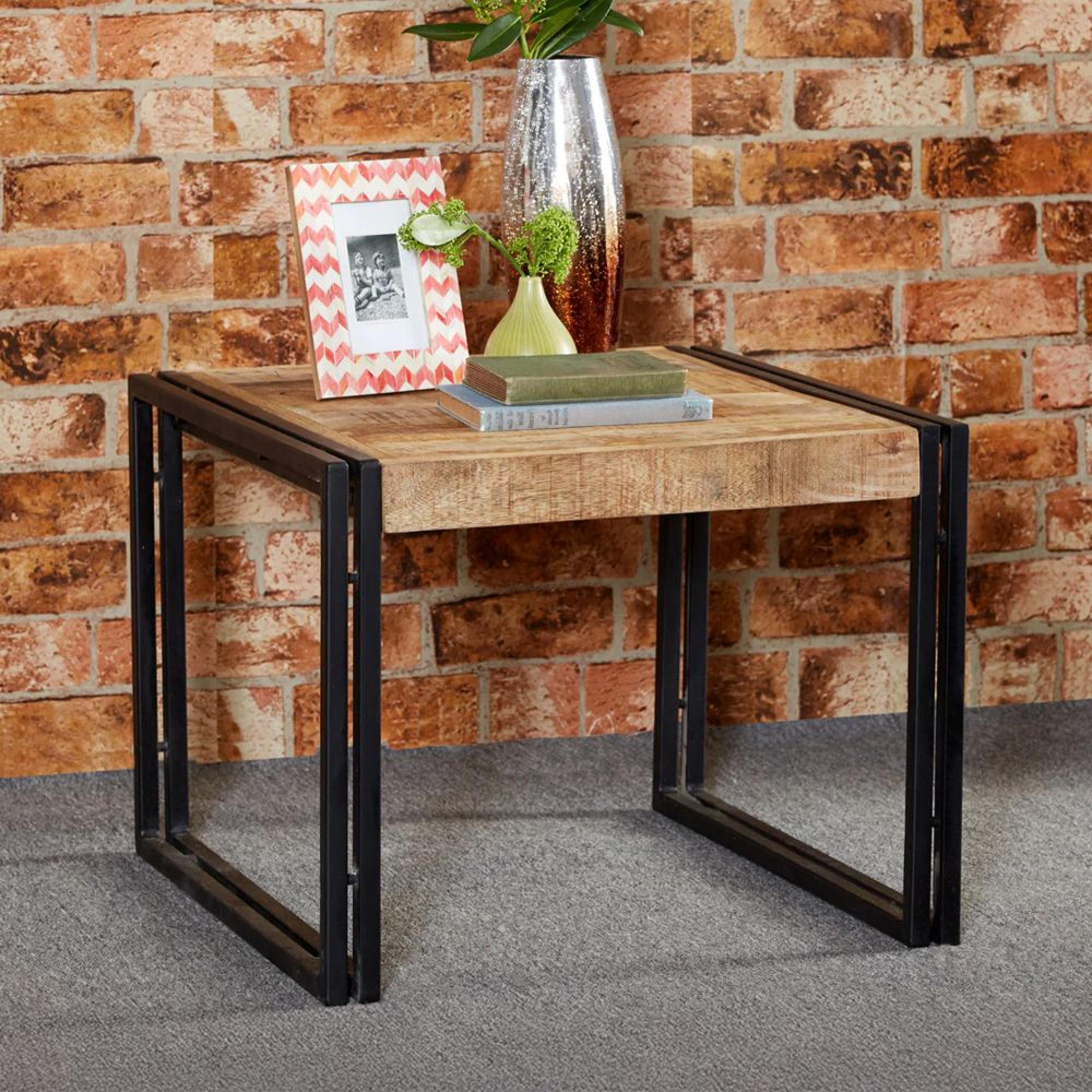 Cosmo Coffee Table - Square - Industrial Style - Wooden and Metal