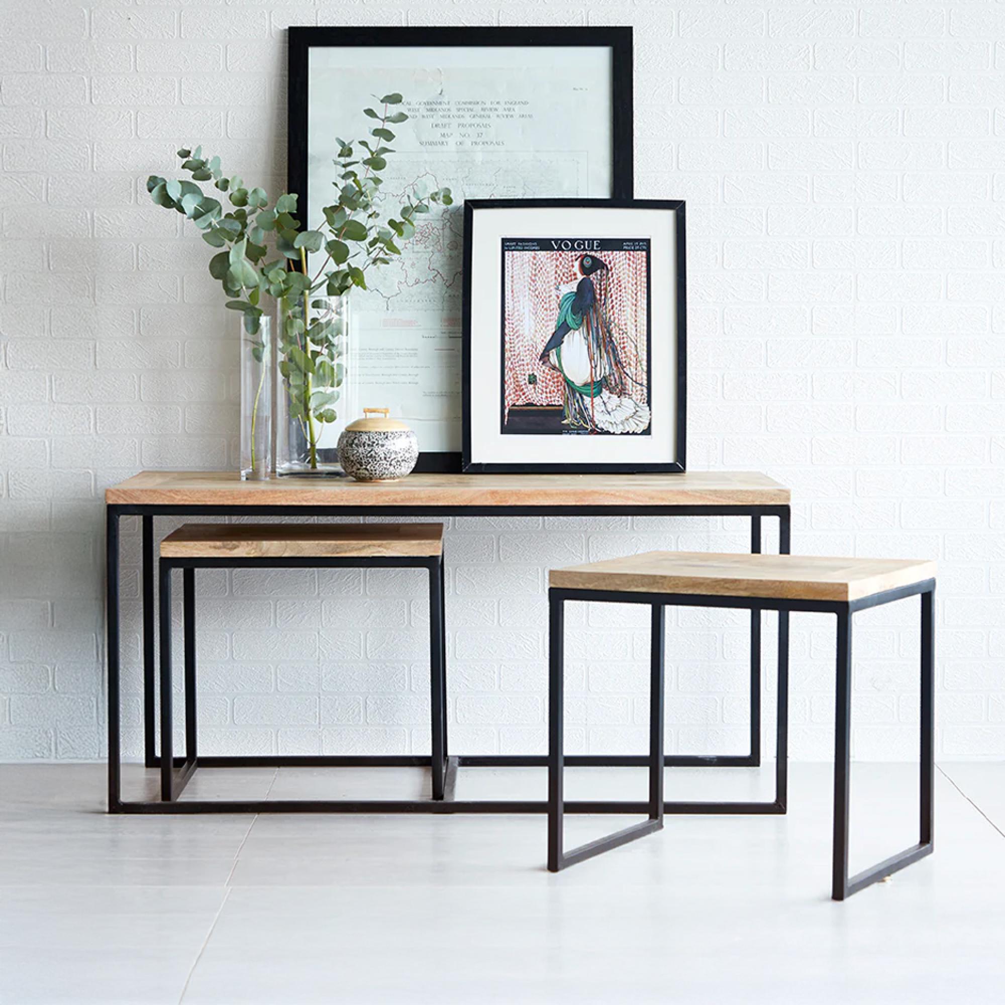 Cosmo Coffee Tables - Set of 3 - Industrial Style - Wooden and Metal