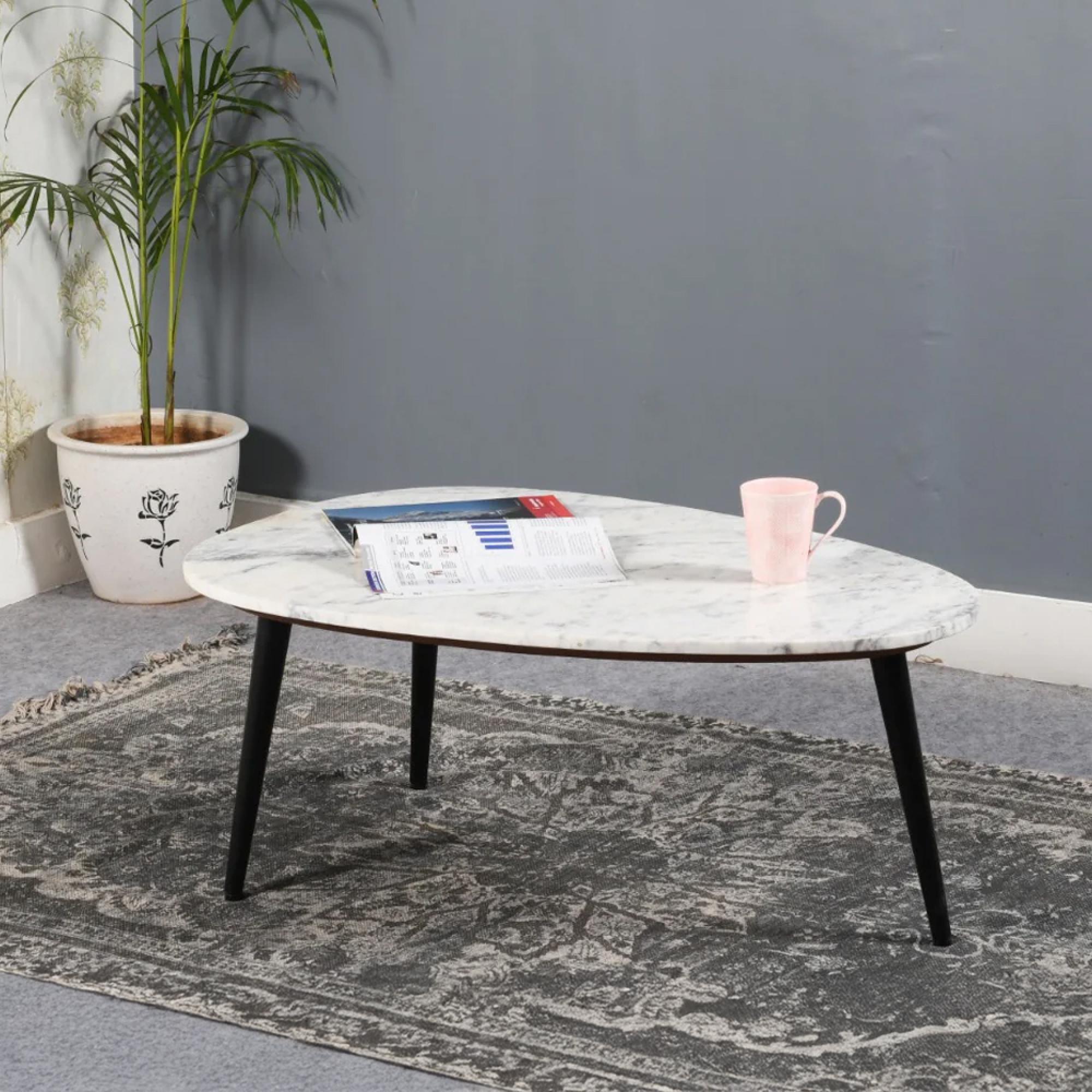 Opal Fluted Coffee Table - White Marble