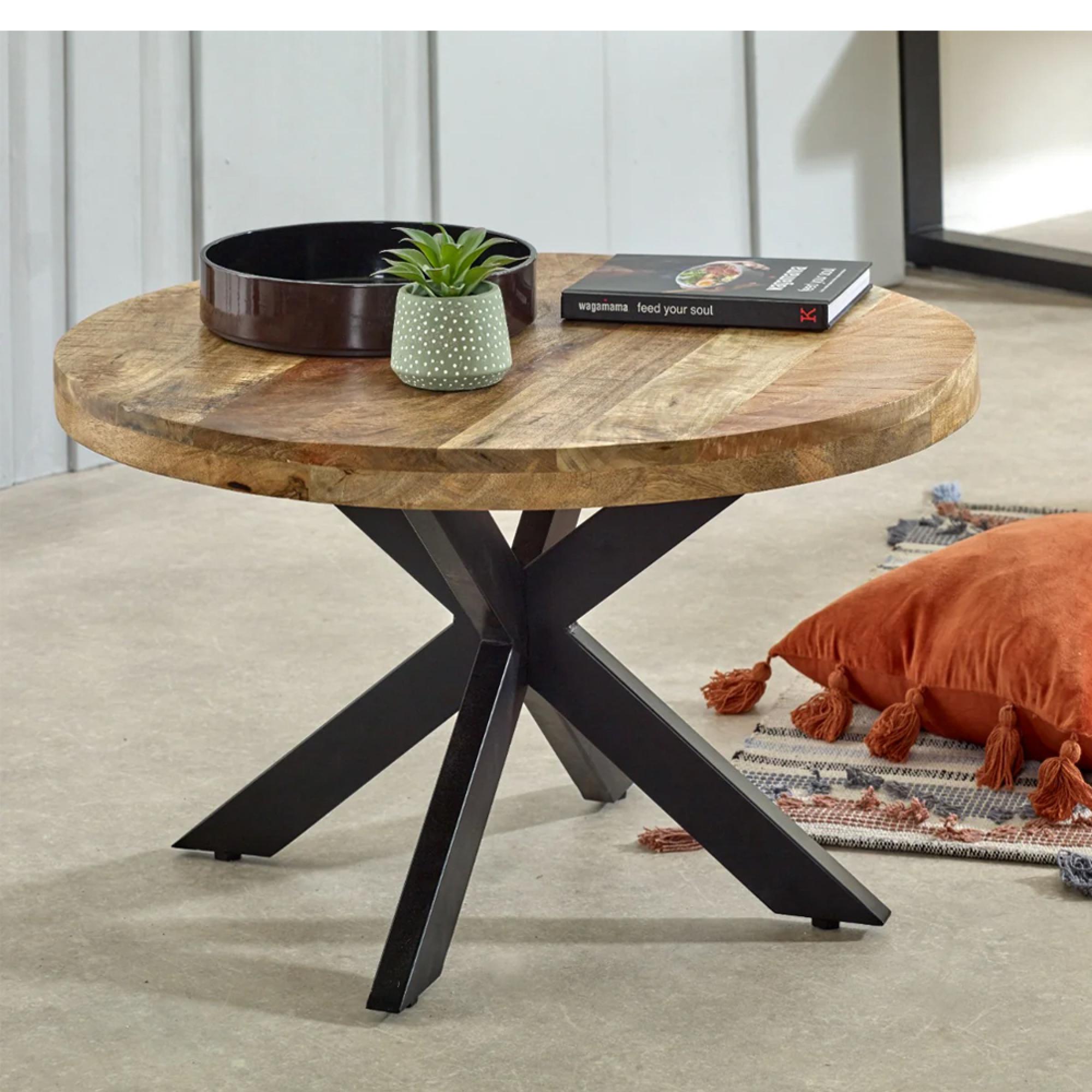 Surrey Coffee Table - Round - Black Star Leg - Solid Mango Wood