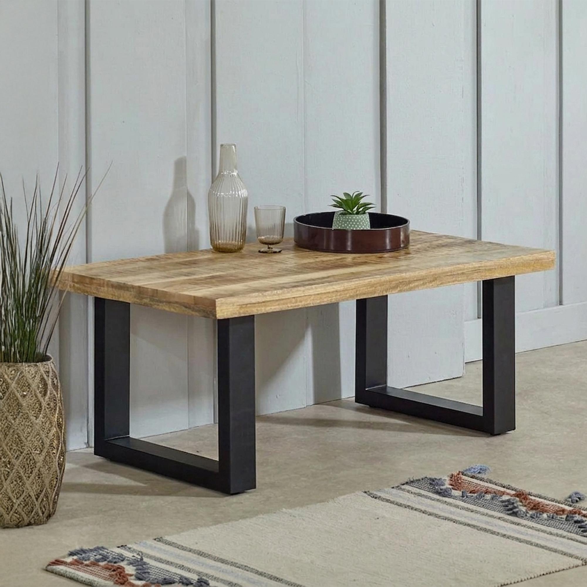 Surrey Coffee Table - Black U Legs - Solid Mango Wood