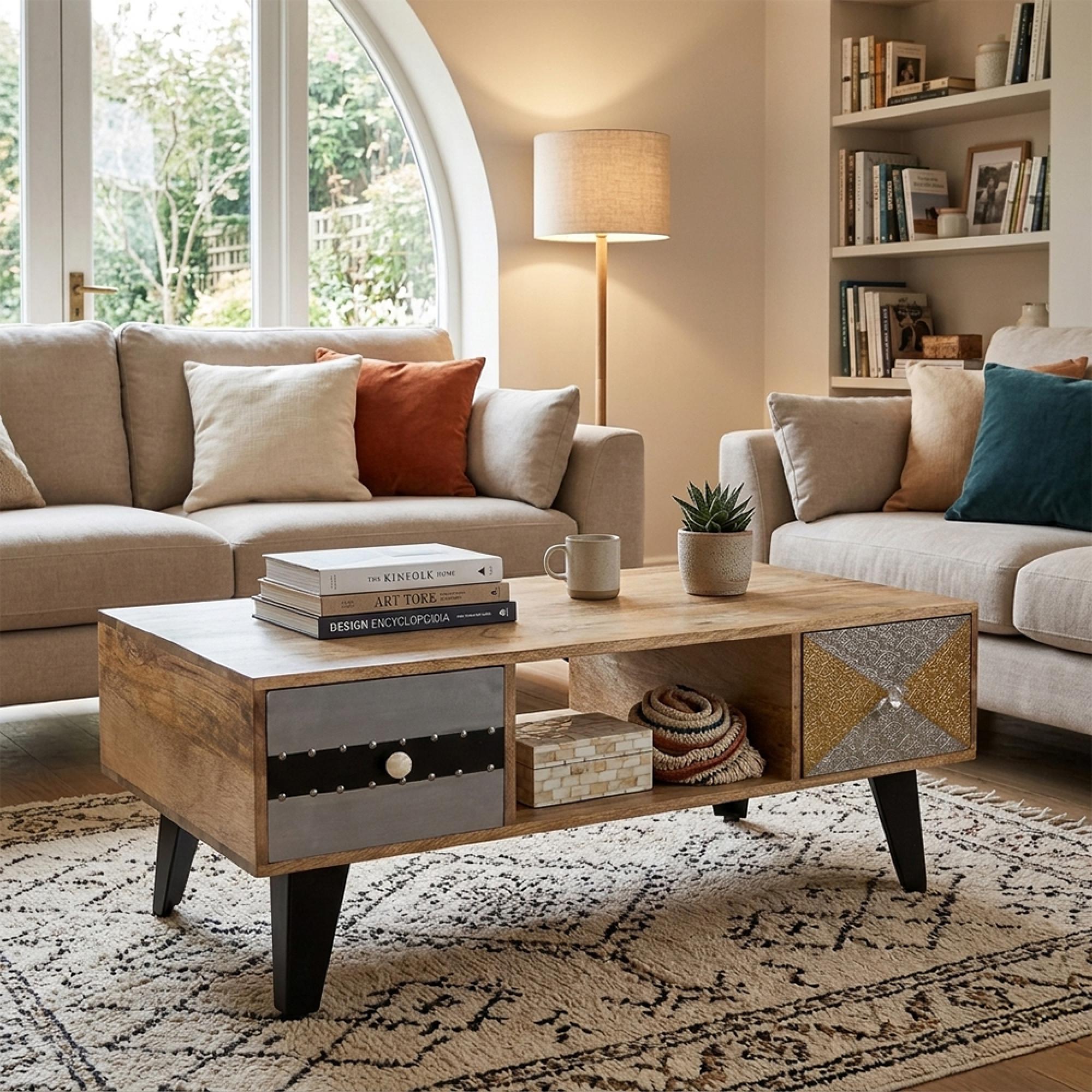 Sorio Coffee Table - 2 Drawer - Reclaimed Wood