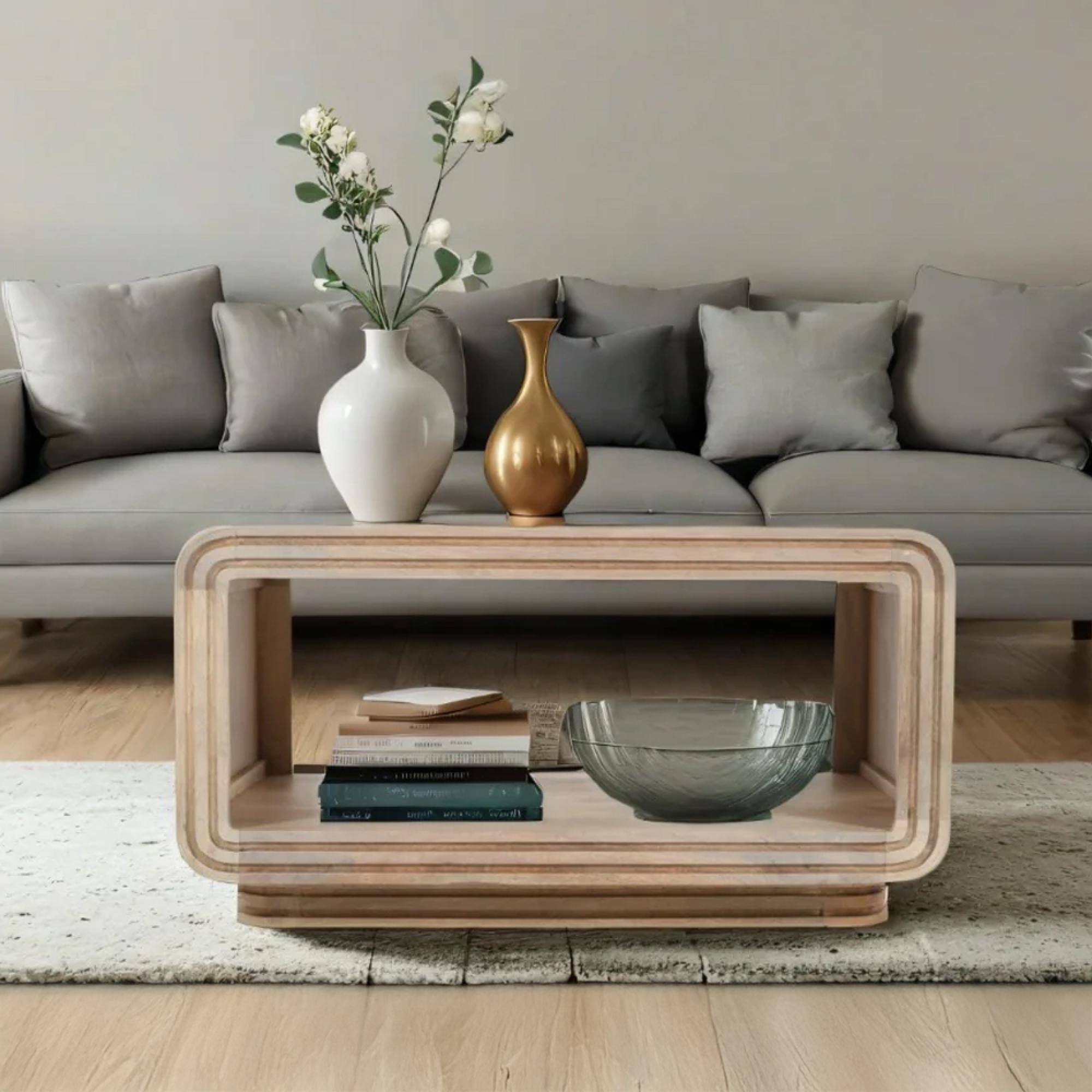 Hudson Coffee Table - Ribbed Carved - Mango Wood