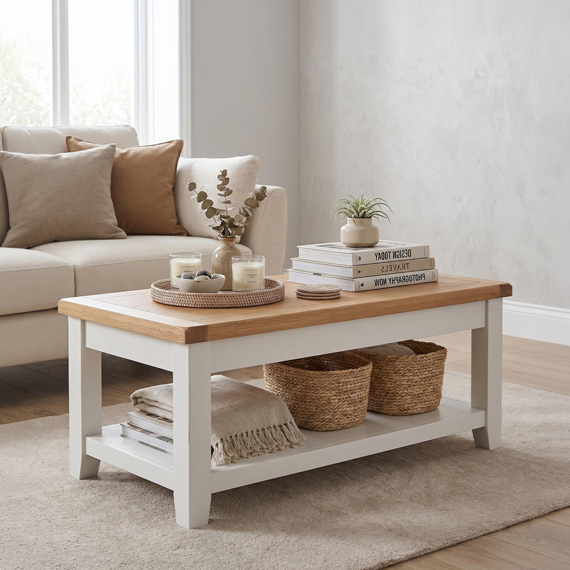 Melbourne Coffee Table - 110cm - White and Wood
