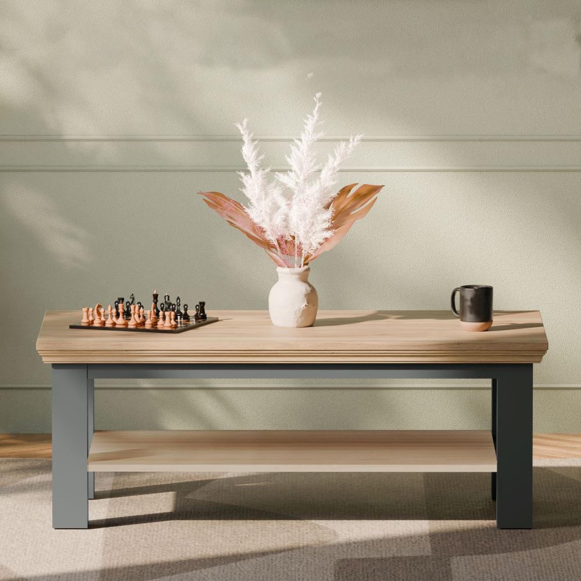 Pontypool Coffee Table - Large - Dark Grey and Light Oak