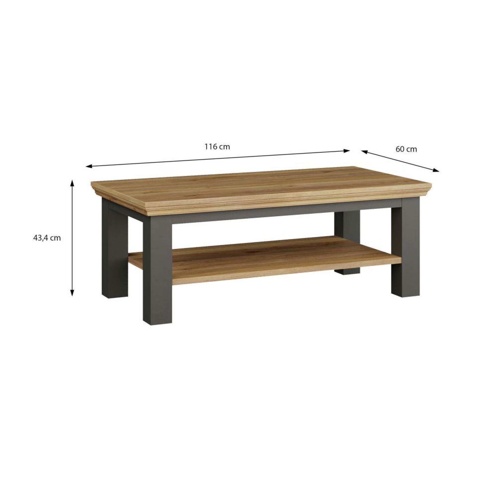 Pontypool Coffee Table - Large - Dark Grey and Light Oak
