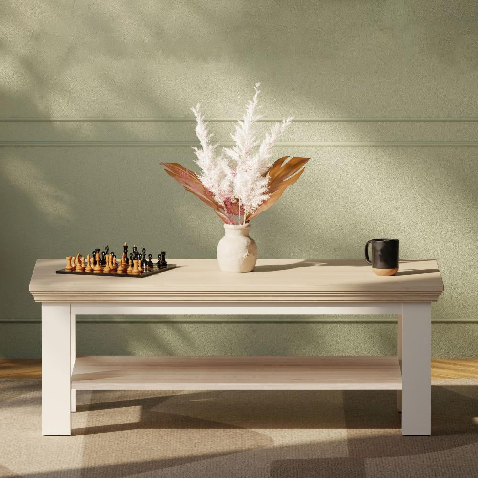 Pontypool Coffee Table - Large - White and Riva Oak