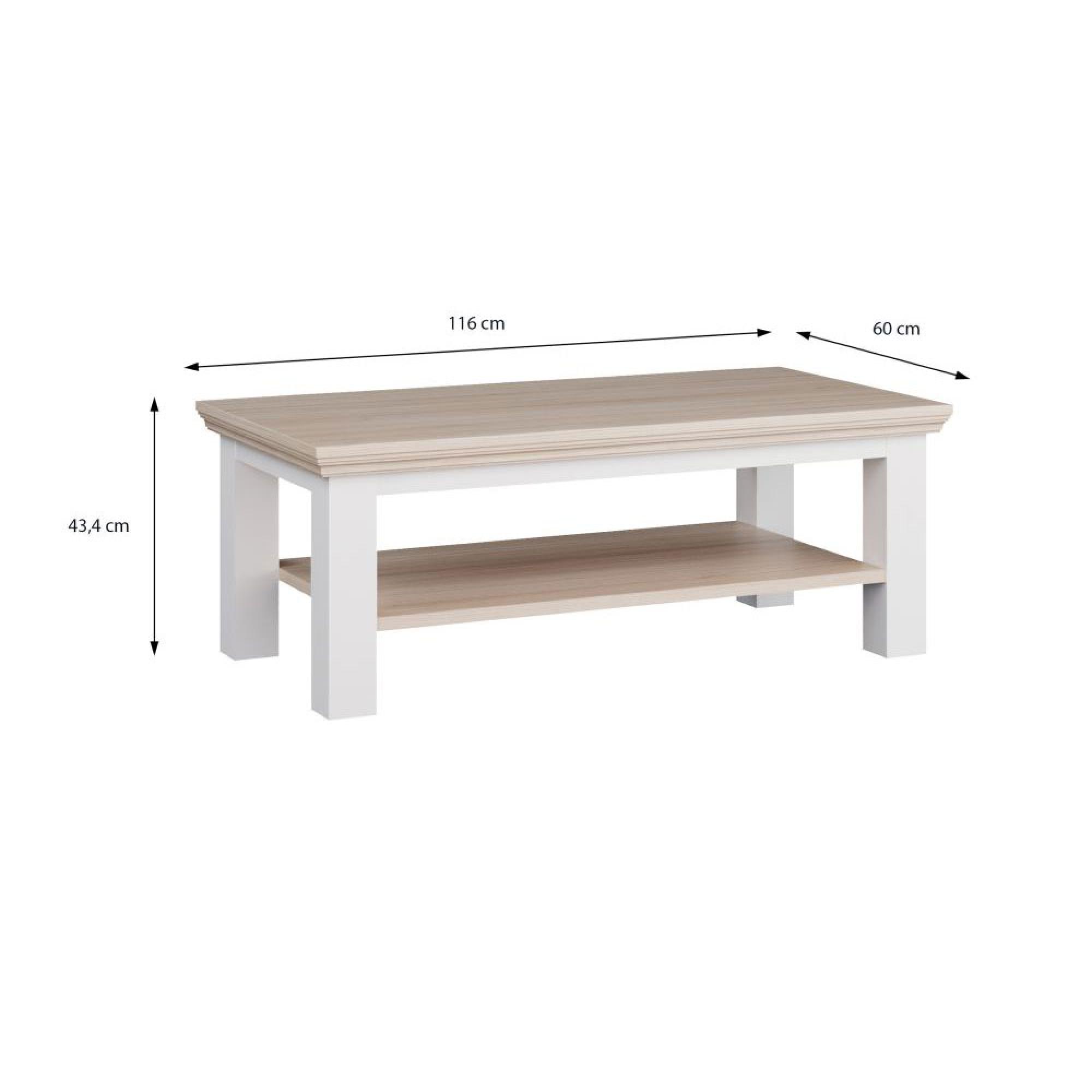 Pontypool Coffee Table - Large - White and Riva Oak