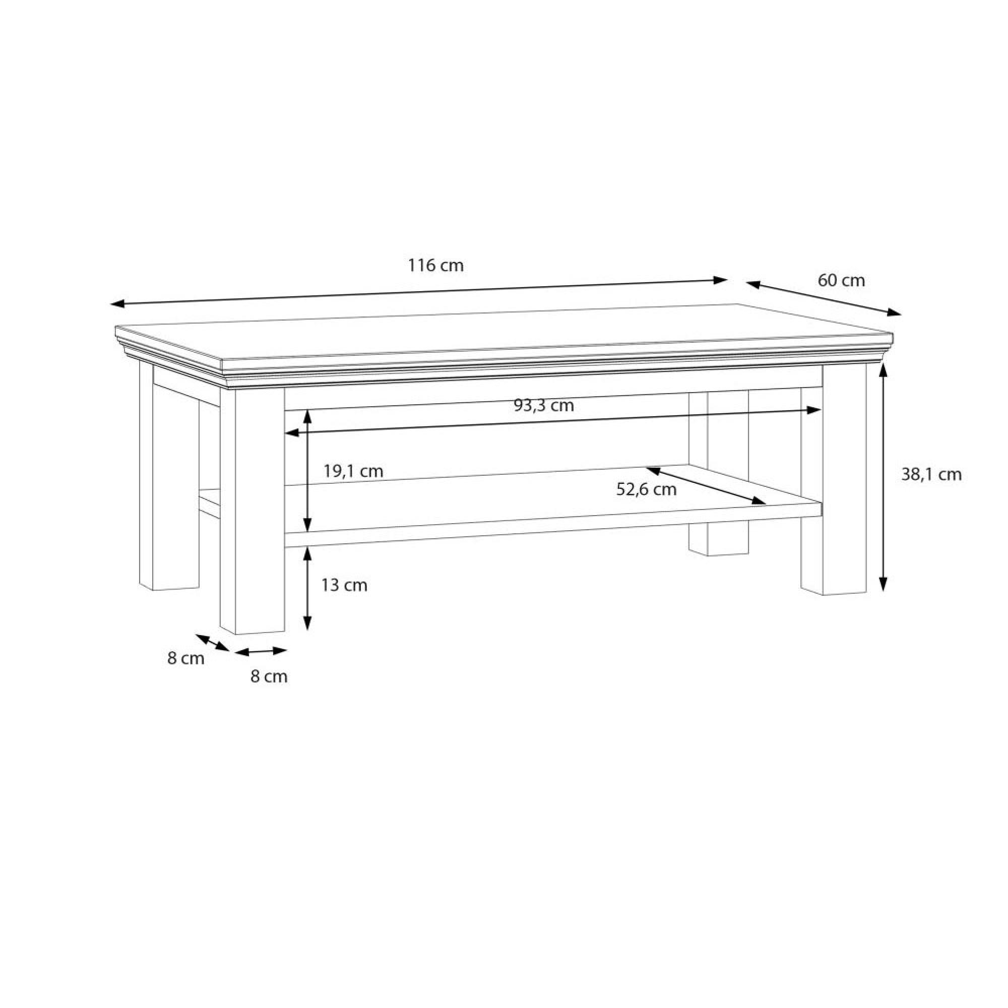 Pontypool Coffee Table - Large - White and Riva Oak