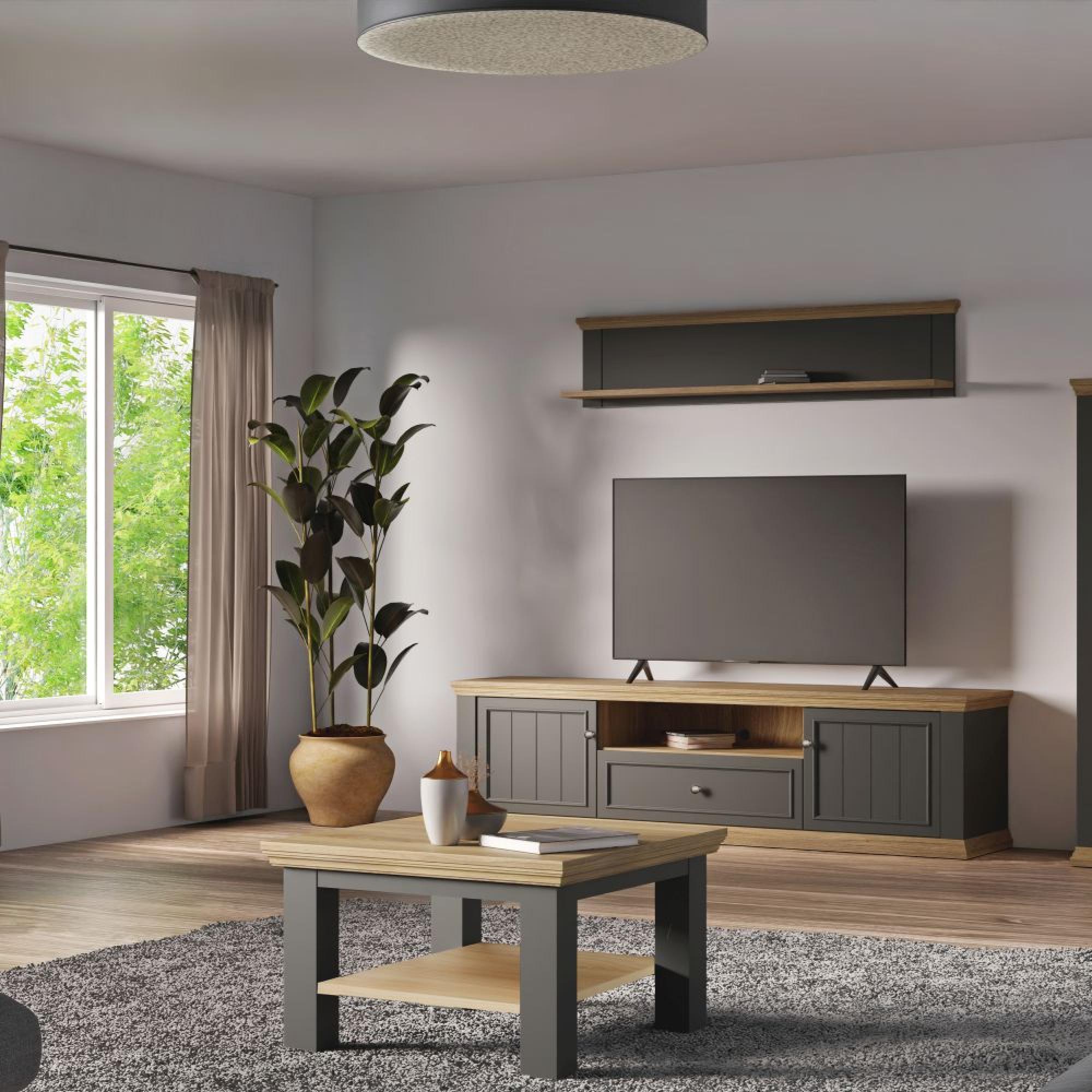 Pontypool Coffee Table - Small - Dark Grey and Light Oak