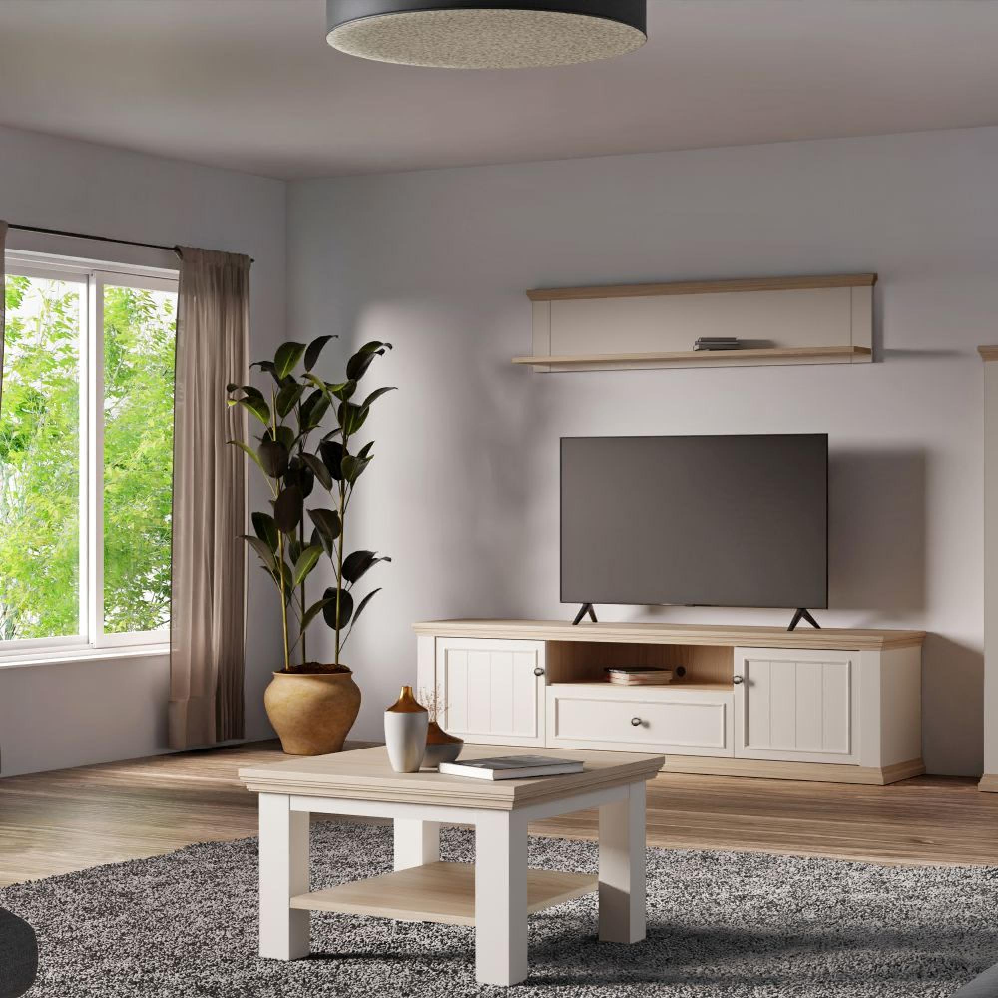 Pontypool Coffee Table - Small - White and Riva Oak