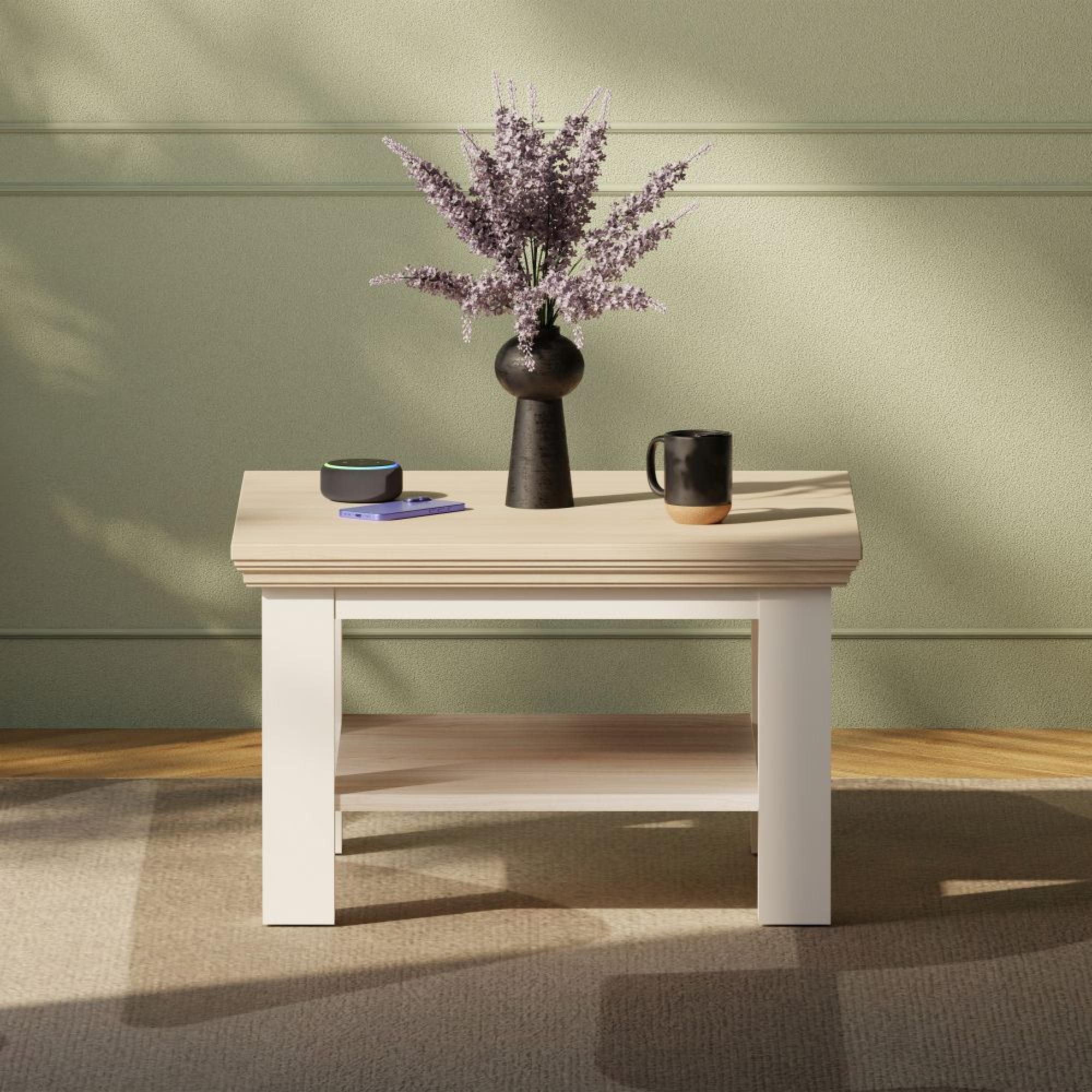 Pontypool Coffee Table - Small - White and Riva Oak