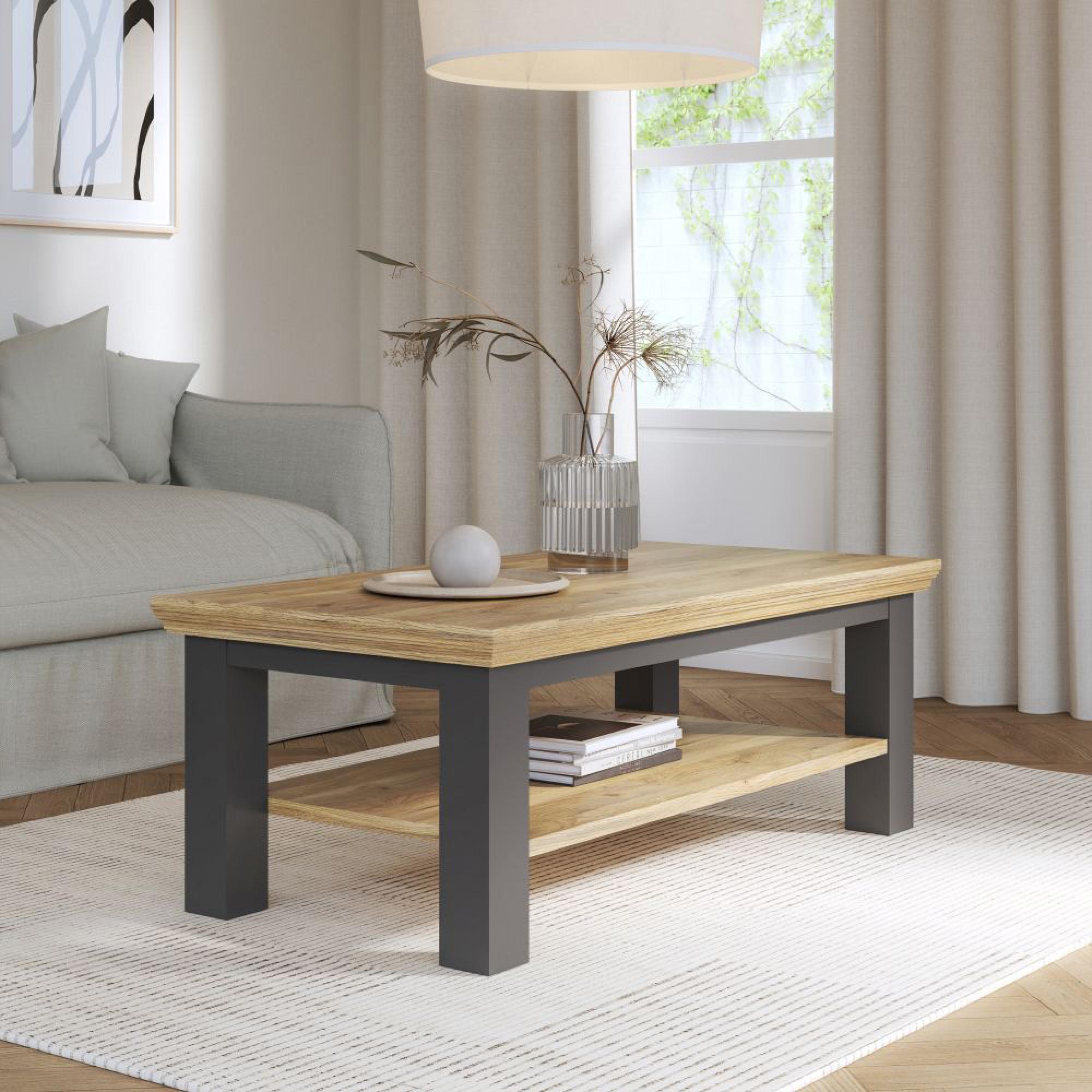 Pontypool Coffee Table - Large - Dark Grey and Light Oak