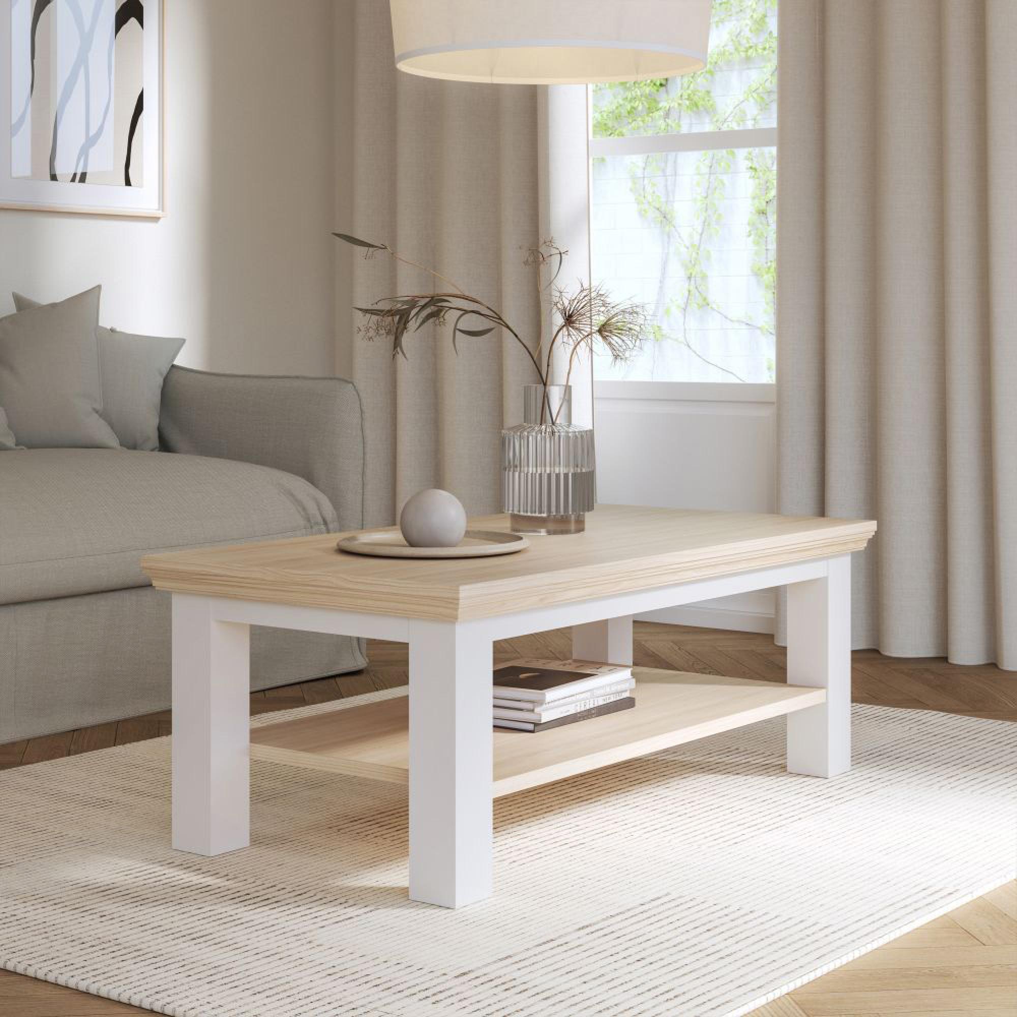 Pontypool Coffee Table - Large - White and Riva Oak