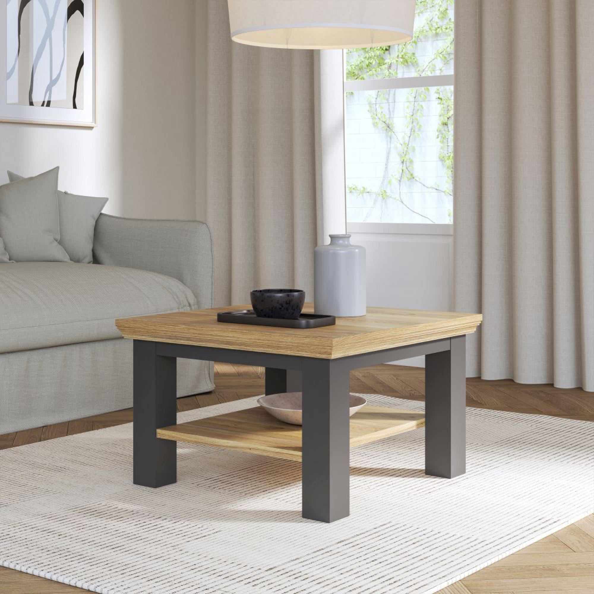 Pontypool Coffee Table - Small - Dark Grey and Light Oak