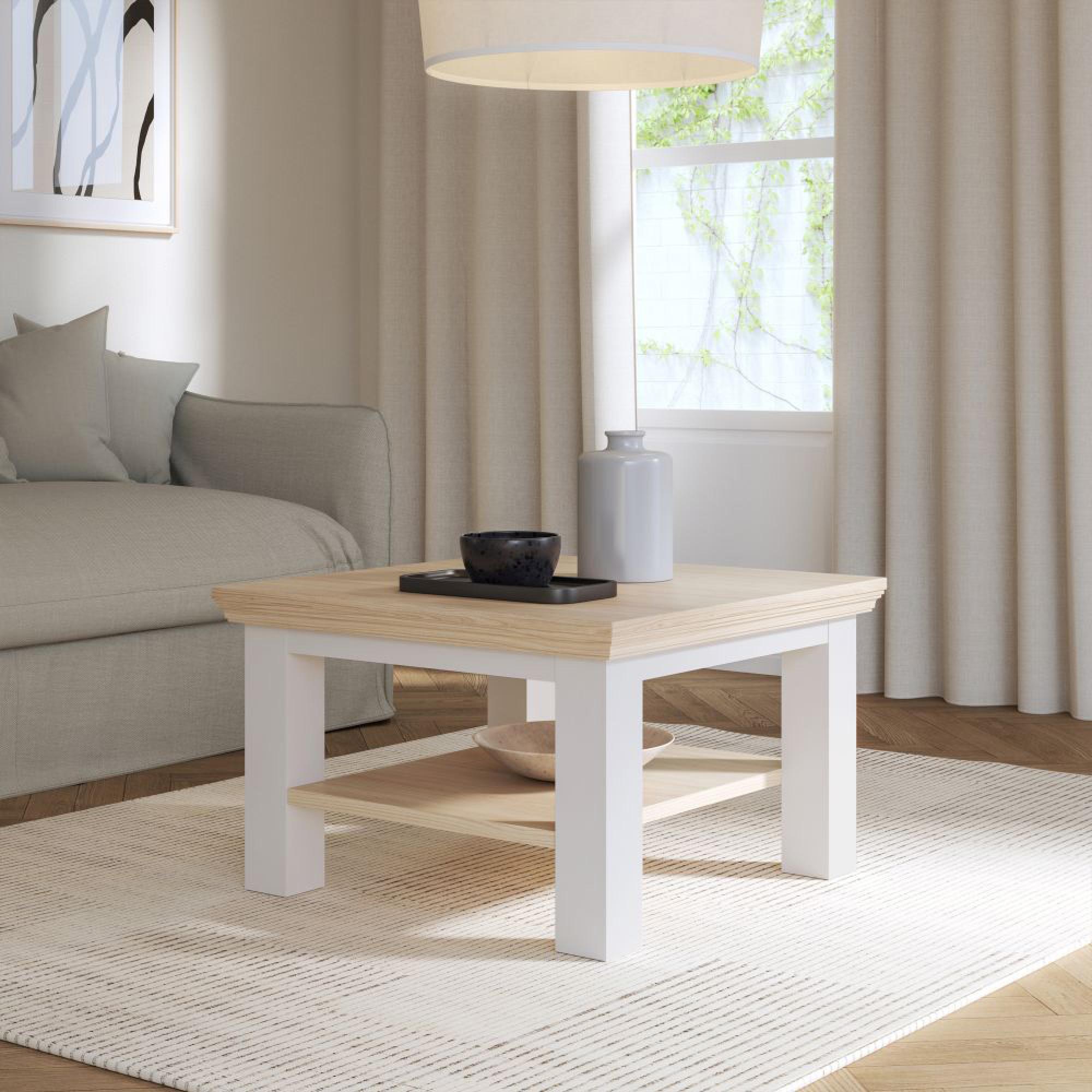 Pontypool Coffee Table - Small - White and Riva Oak