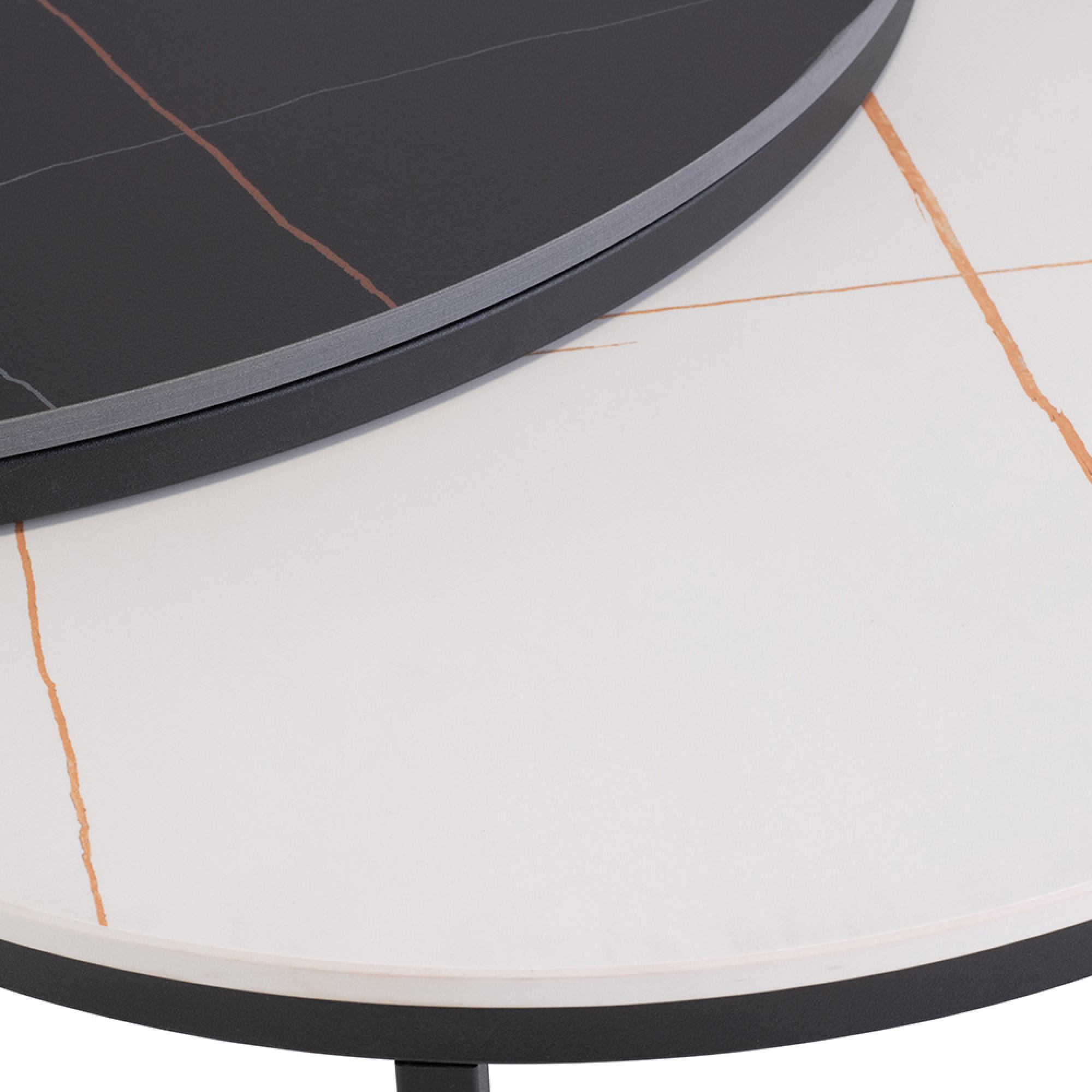 Ferrante Coffee Tables - Set of 2 - Round - White and Black Sintered Stone