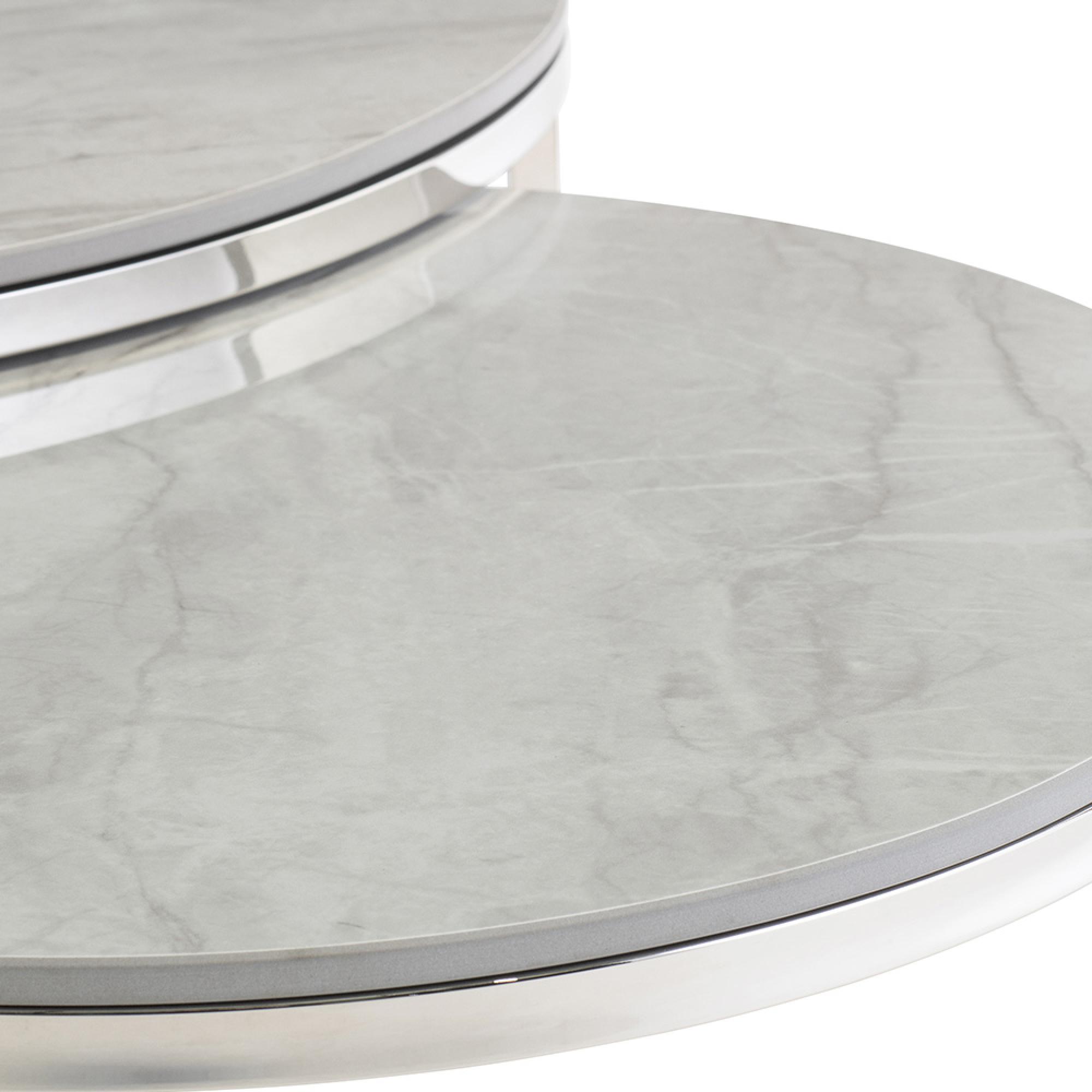 Hanson Coffee Tables - Set of 2 - Round - Sintered Stone and Chrome